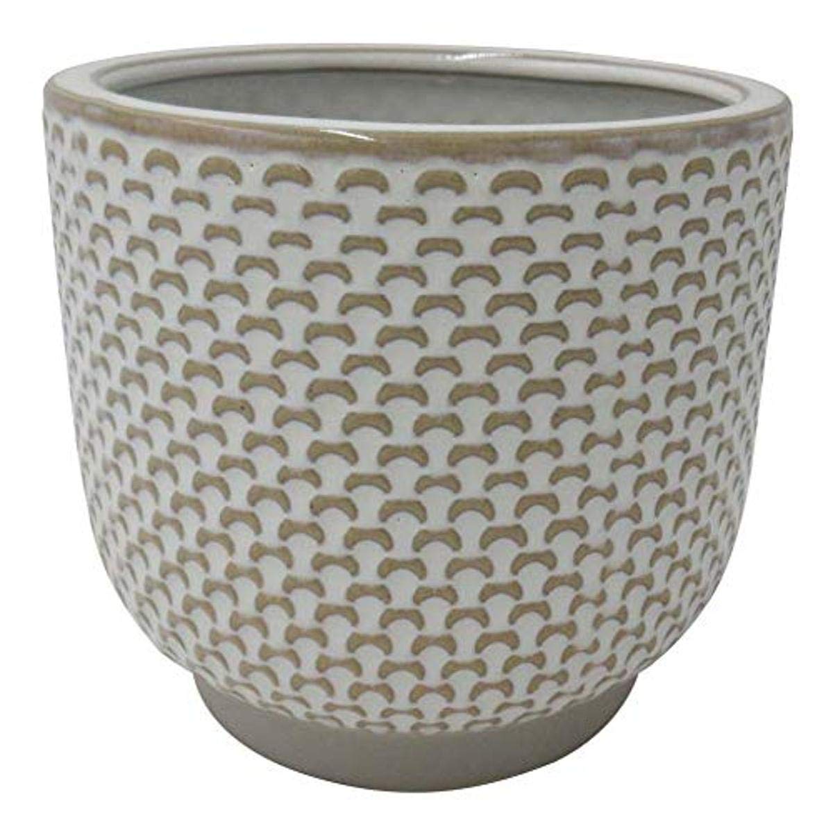 Amazon Brand – Stone & Beam Textured Stoneware Planter, 6.25"H, Ivory