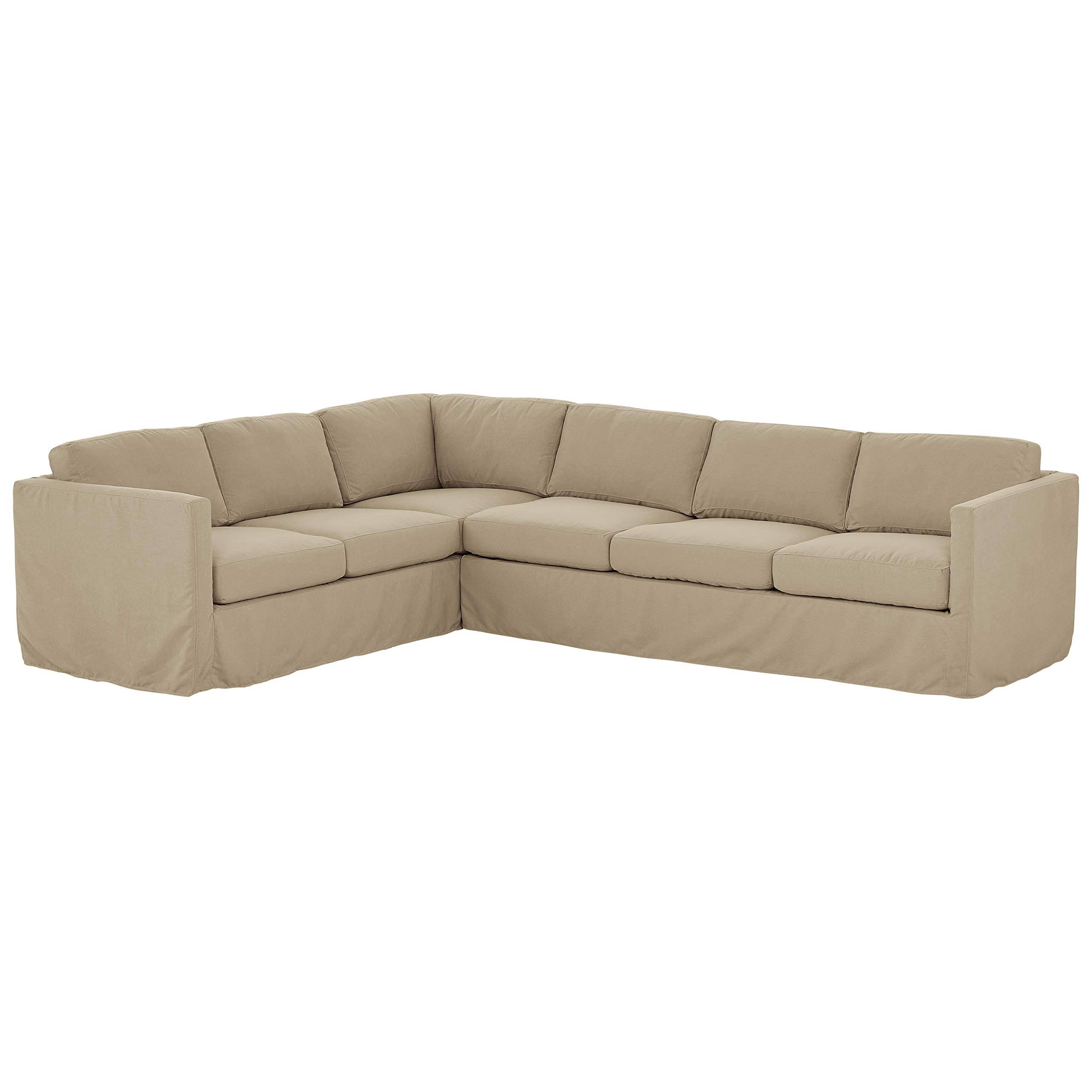 Amazon Brand – Stone & Beam Andover Slipcover Right-Facing L-Shaped Sectional, 124"W, Dove Fabric