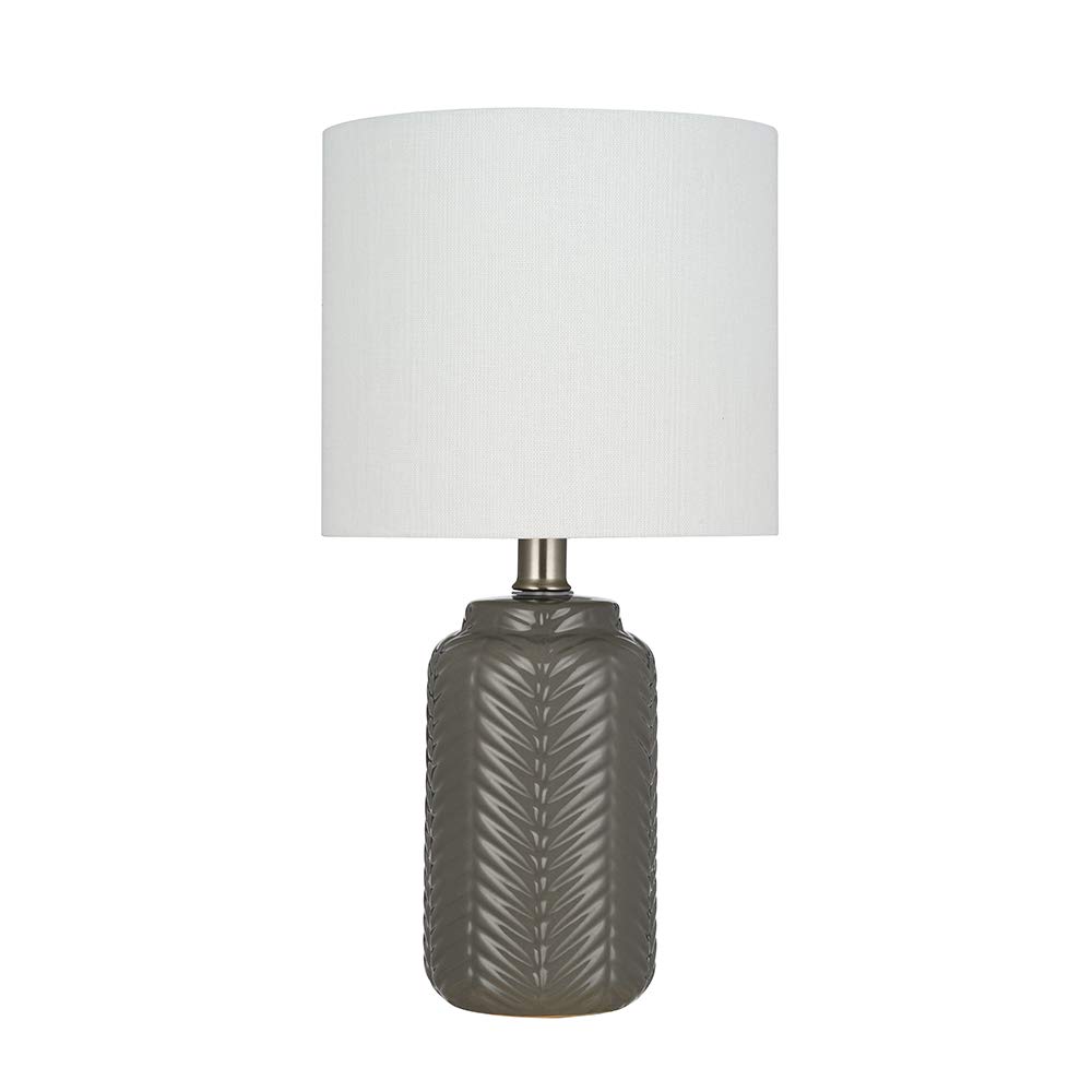 Amazon Brand – Ravenna Home Chevron-Patterned Table Lamp, Bulb Included, 15"H, Charcoal Gray