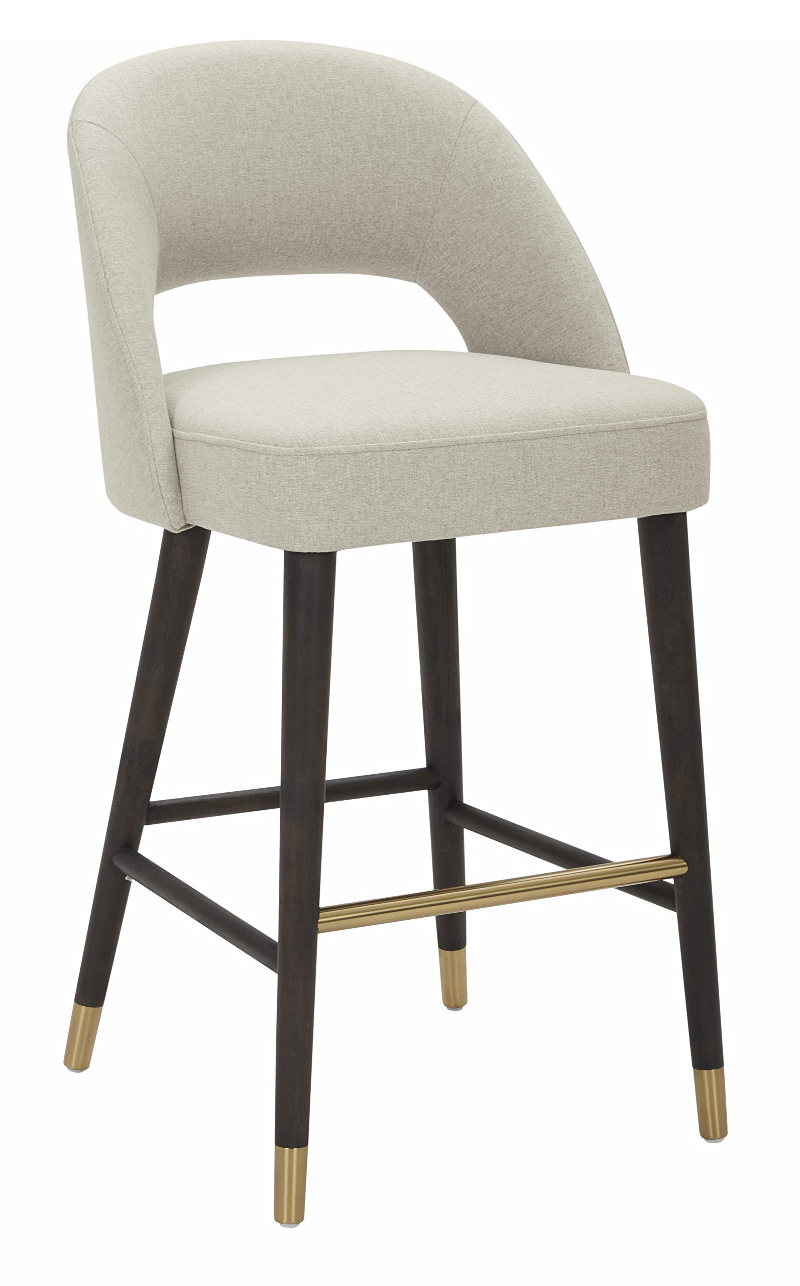 Amazon Brand – Rivet Whit Contemporary Upholstered Counter Height Stool with Gold Accents, 37"H, Chalk