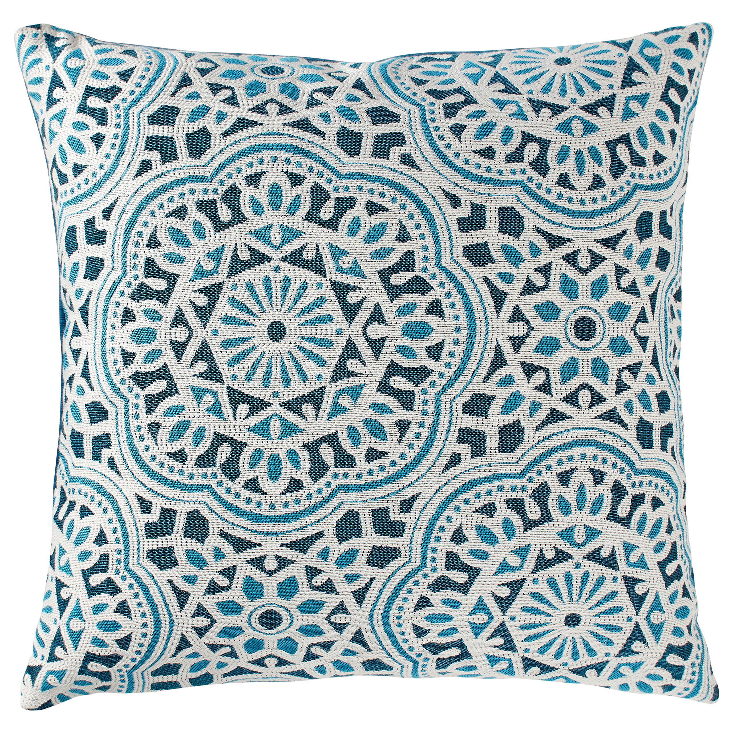 Amazon Brand – Stone & Beam Medallion Decorative Throw Pillow, 17" x 17", Aqua