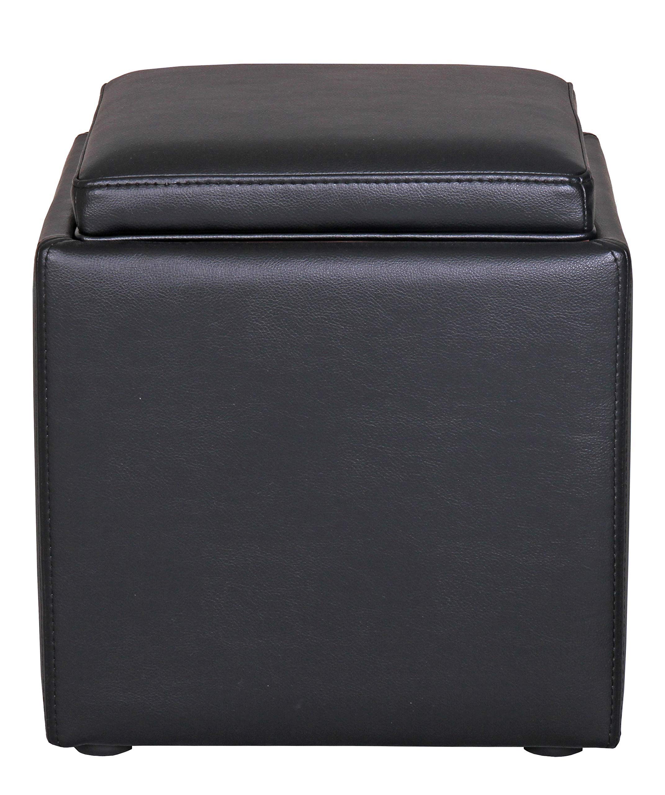 Amazon Brand – Rivet Ross Modern Vegan Faux Leather Lift-Top Storage Ottoman Pouf, 17.7"W, Black