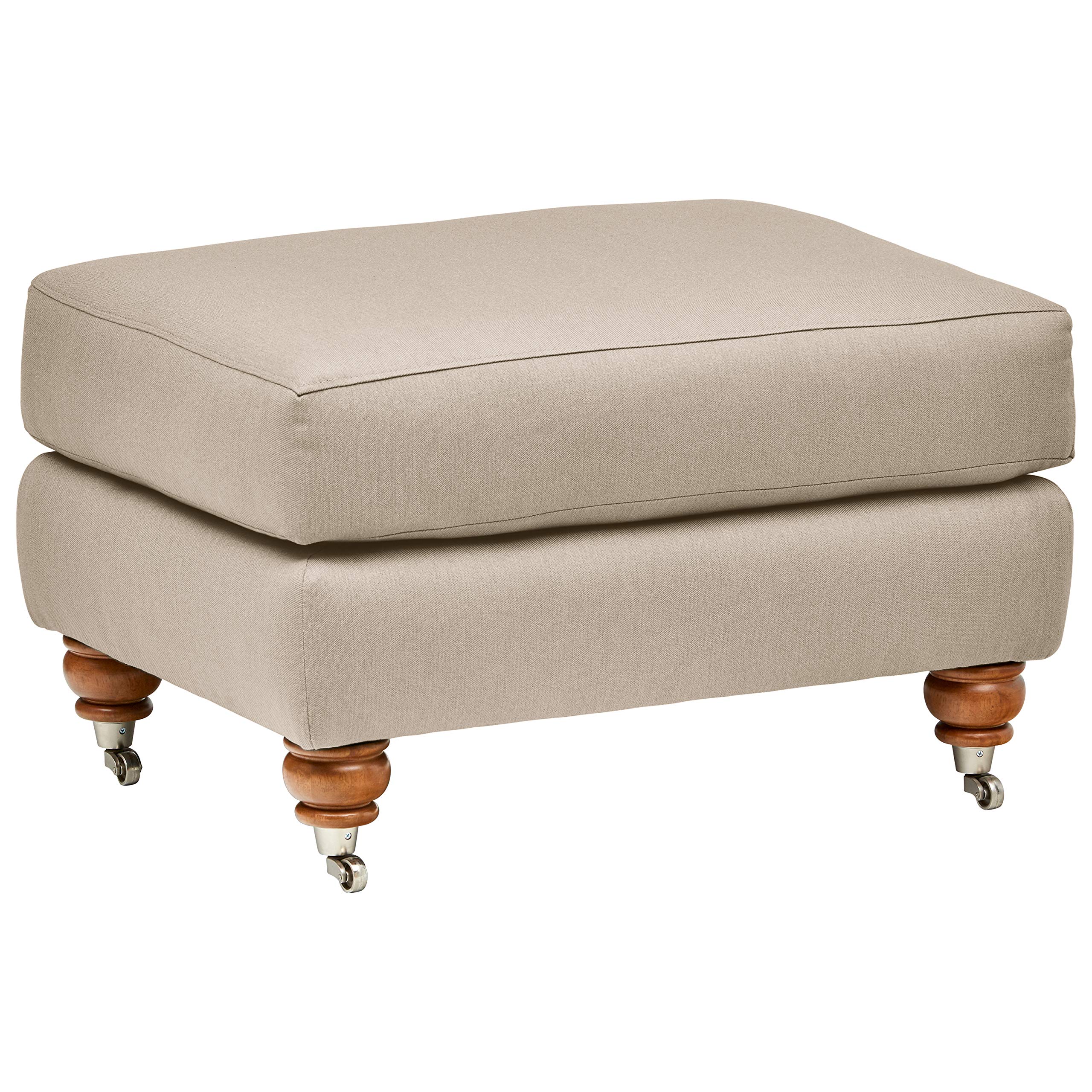 Amazon Brand – Stone & Beam Brandeberry Farmhouse Charles of London Ottoman, 31"W, Grey Linen