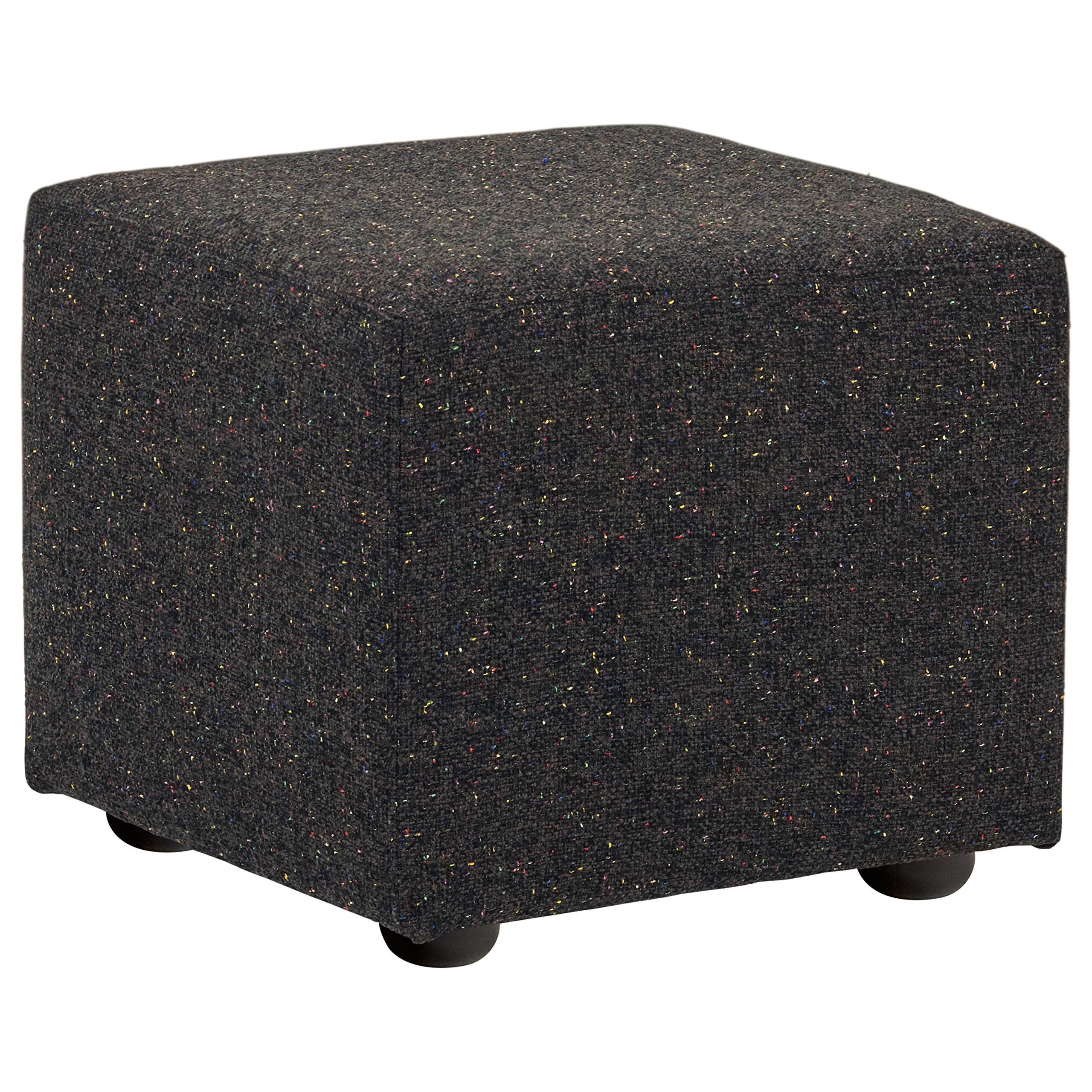 Amazon Brand – Rivet Modern Upholstered Cube Ottoman Pouf, 20"W, Black Jack