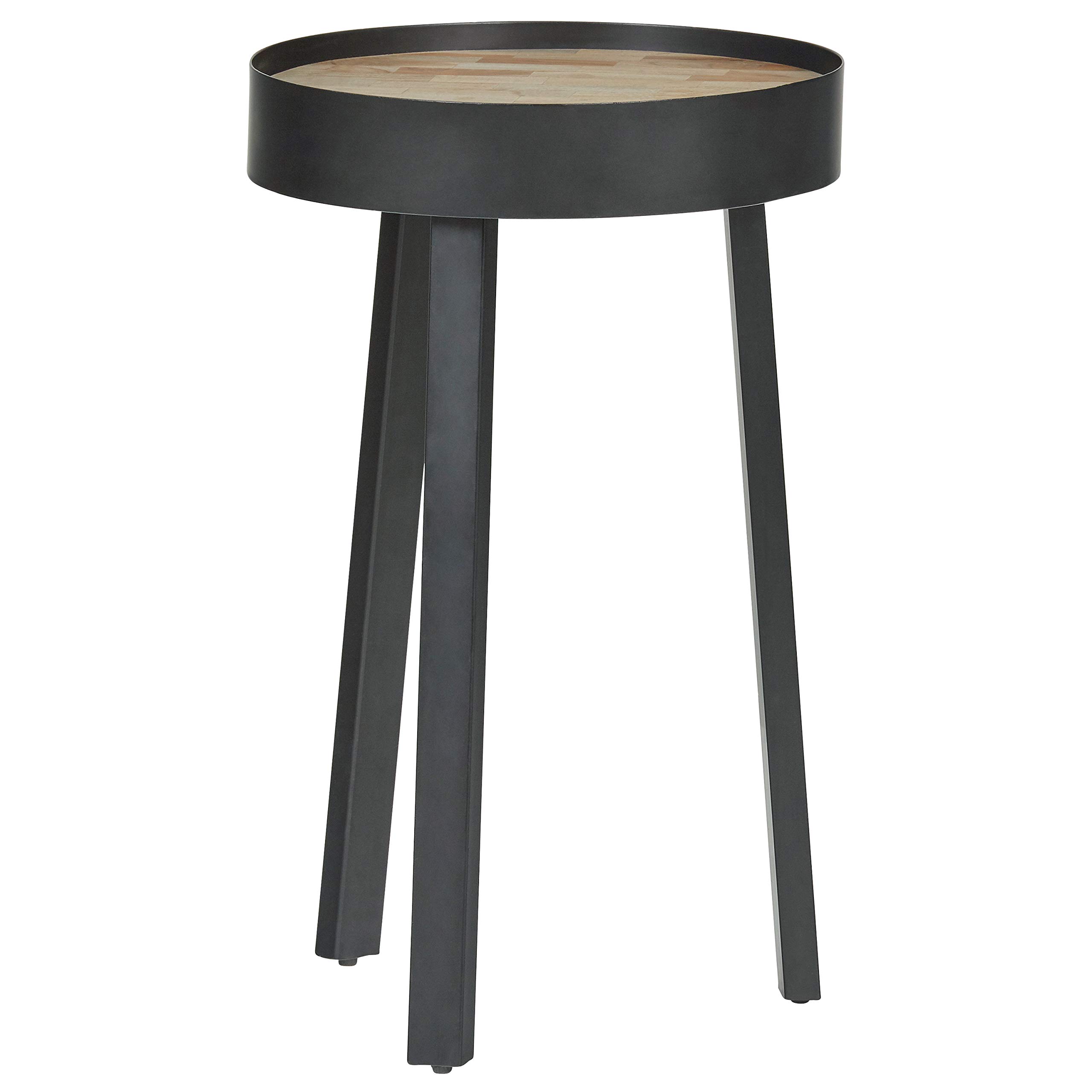 Amazon Brand – Rivet Jaxon Rustic Round Side Table, 16" Diameter, Natural and Black