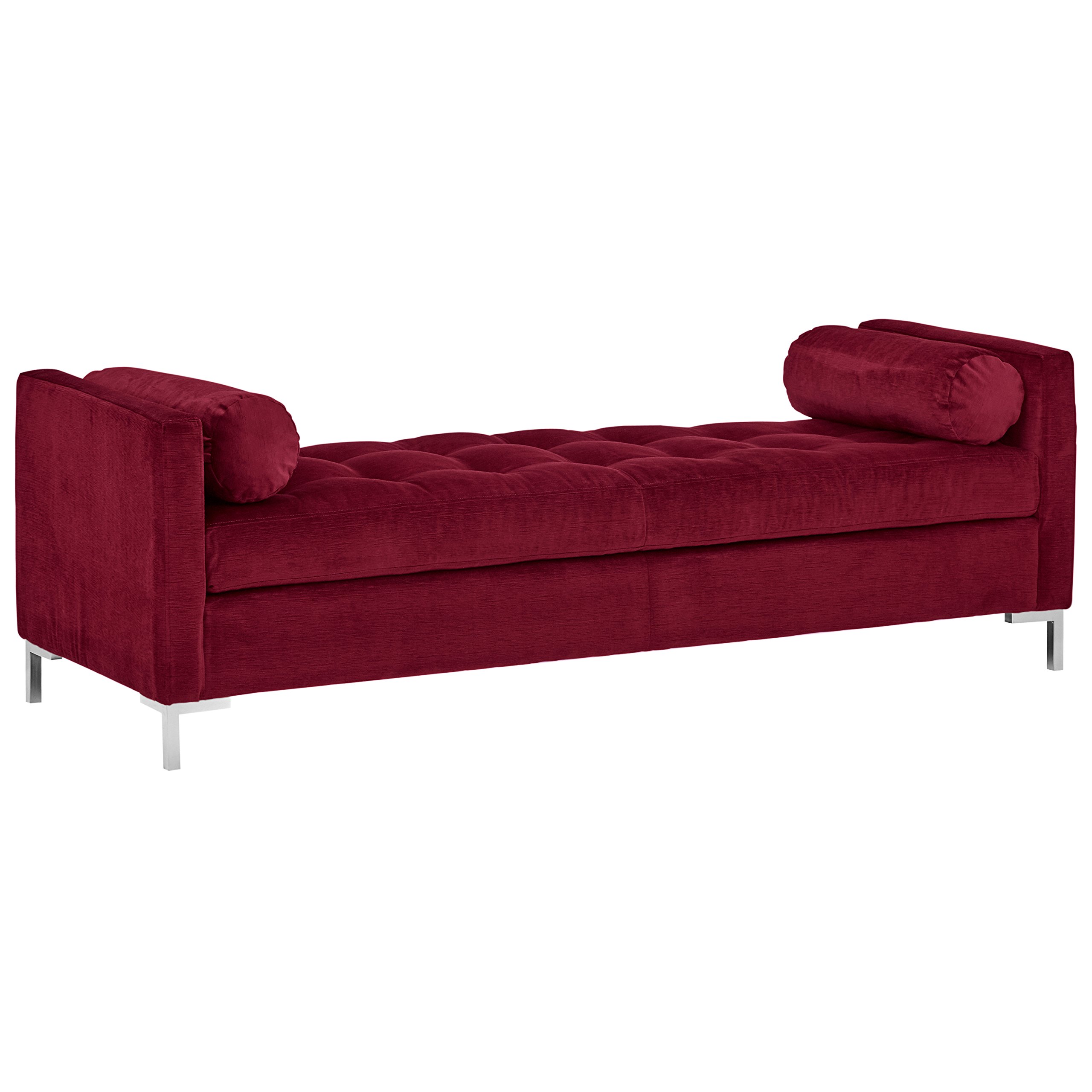 Amazon Brand – Rivet Uptown Mid-Century Velvet Tufted Customizable Daybed Sofa, 78"W, Berry &amp; Silver