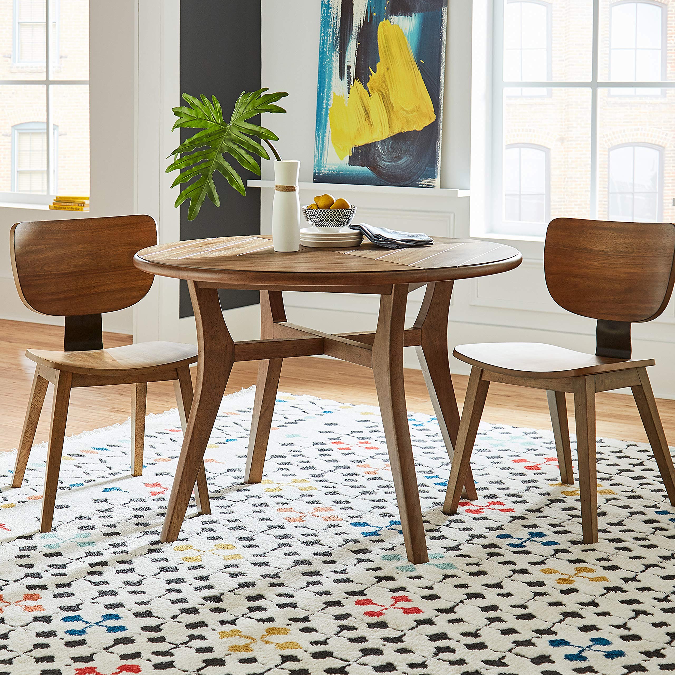 Amazon Brand – Rivet Contemporary Geometric Area Rug, 10' 6" x 7' 10", White