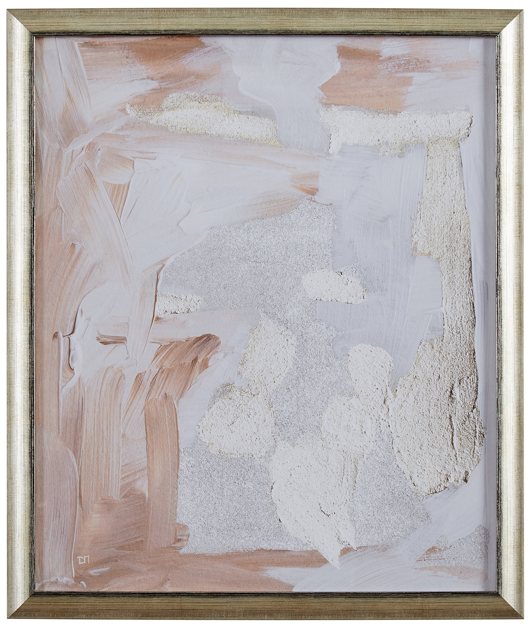 Amazon Brand – Stone & Beam Modern Abstract Pale Rose and White Textured Print, in Gold Frame, 15" x 18"