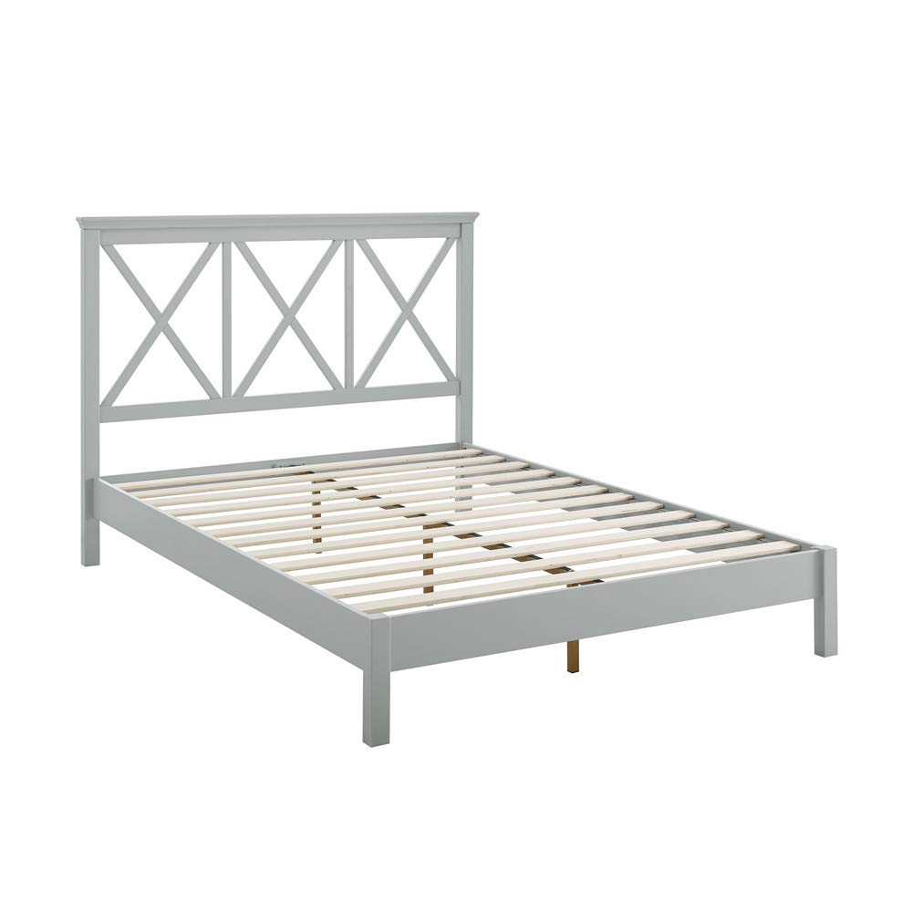 Amazon Brand – Stone & Beam Rustic Solid Pine Bed with Headboard, King, 81.89"W, Gray