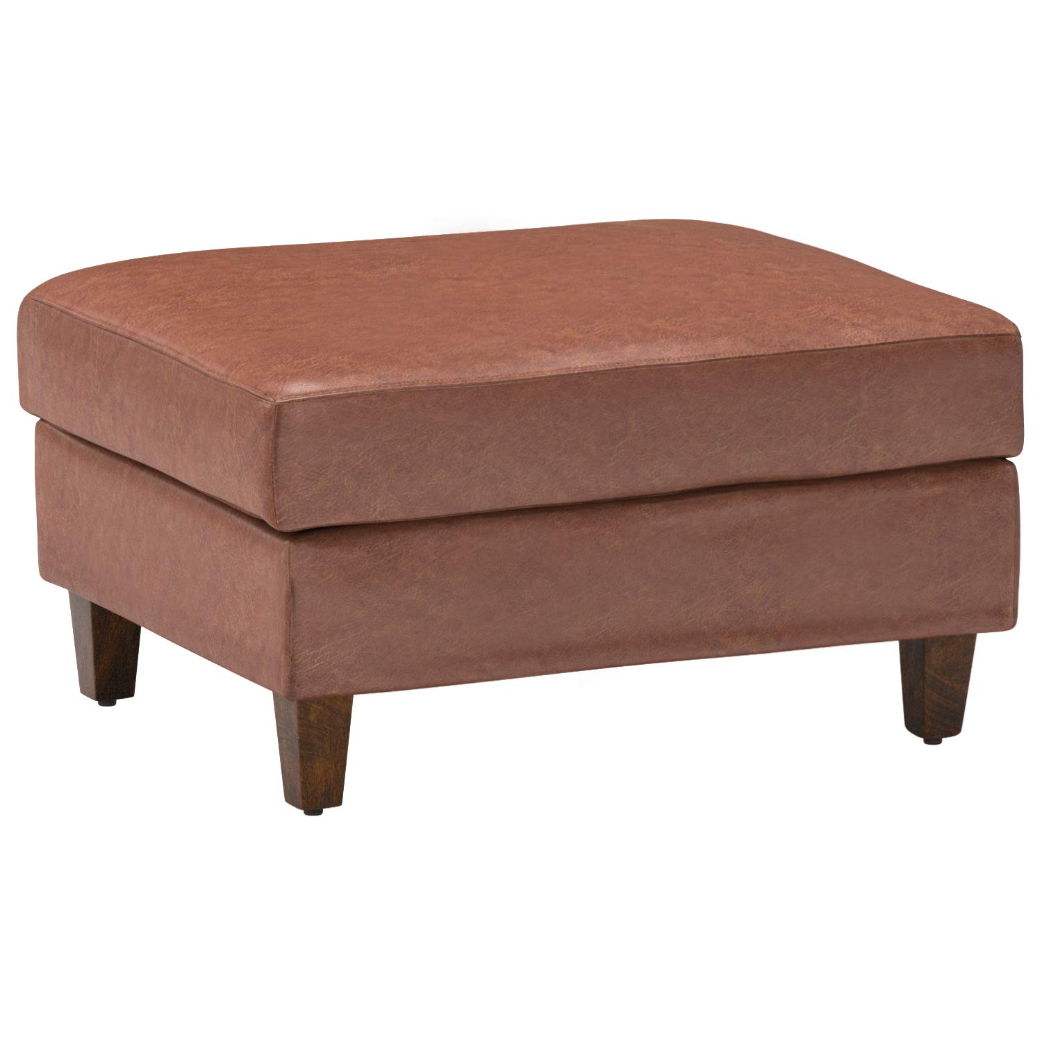 Amazon Brand – Stone & Beam Andover Ottoman, 32"W, Saddle-Colored Leather