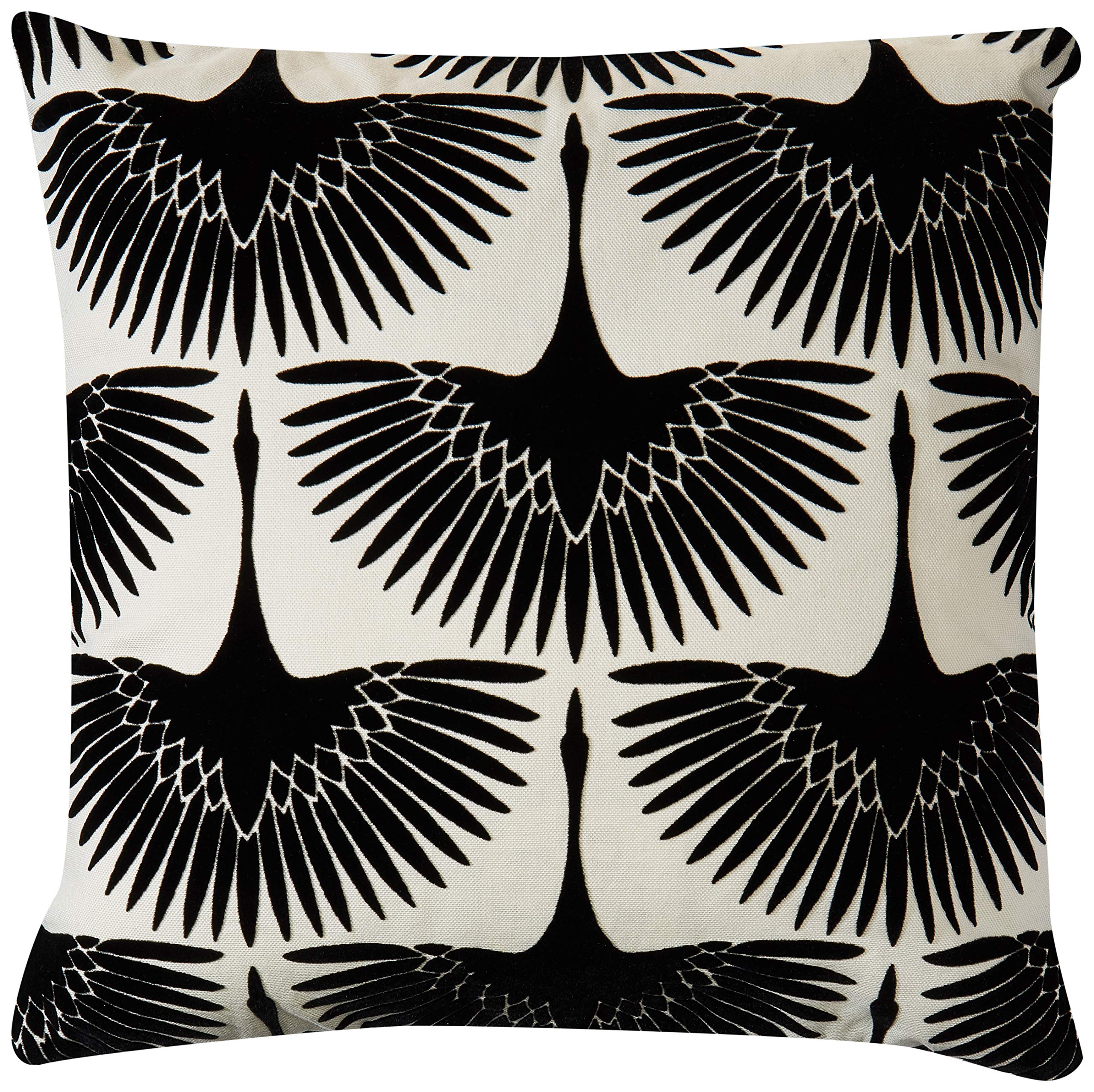 Amazon Brand – Rivet Modern Velvet Geese Silhouette Decorative Throw Pillow, 17" x 17", Black