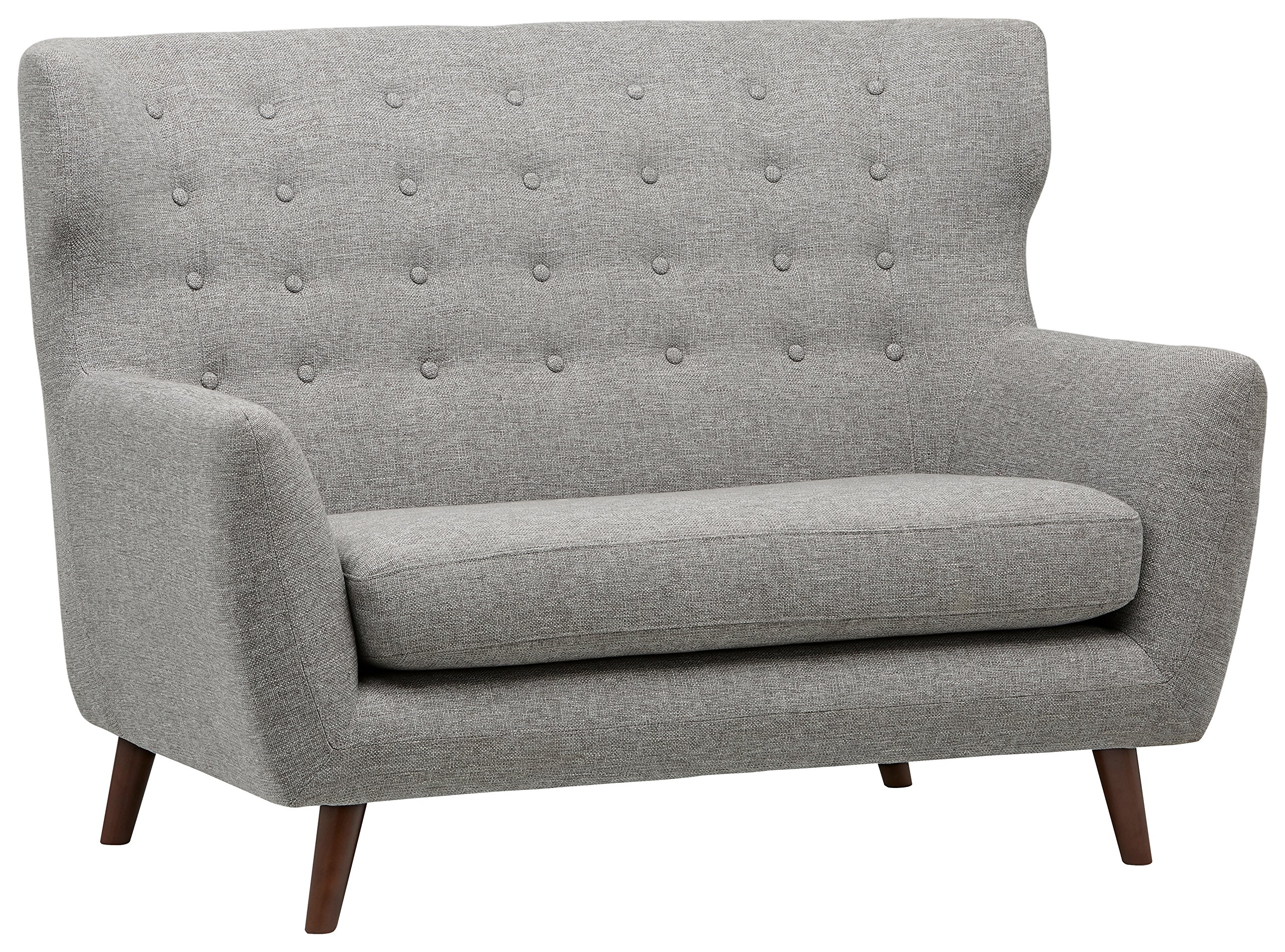Amazon Brand – Rivet Hawthorne Mid-Century Tufted Modern Loveseat Settee Sofa, 57"W, Silver