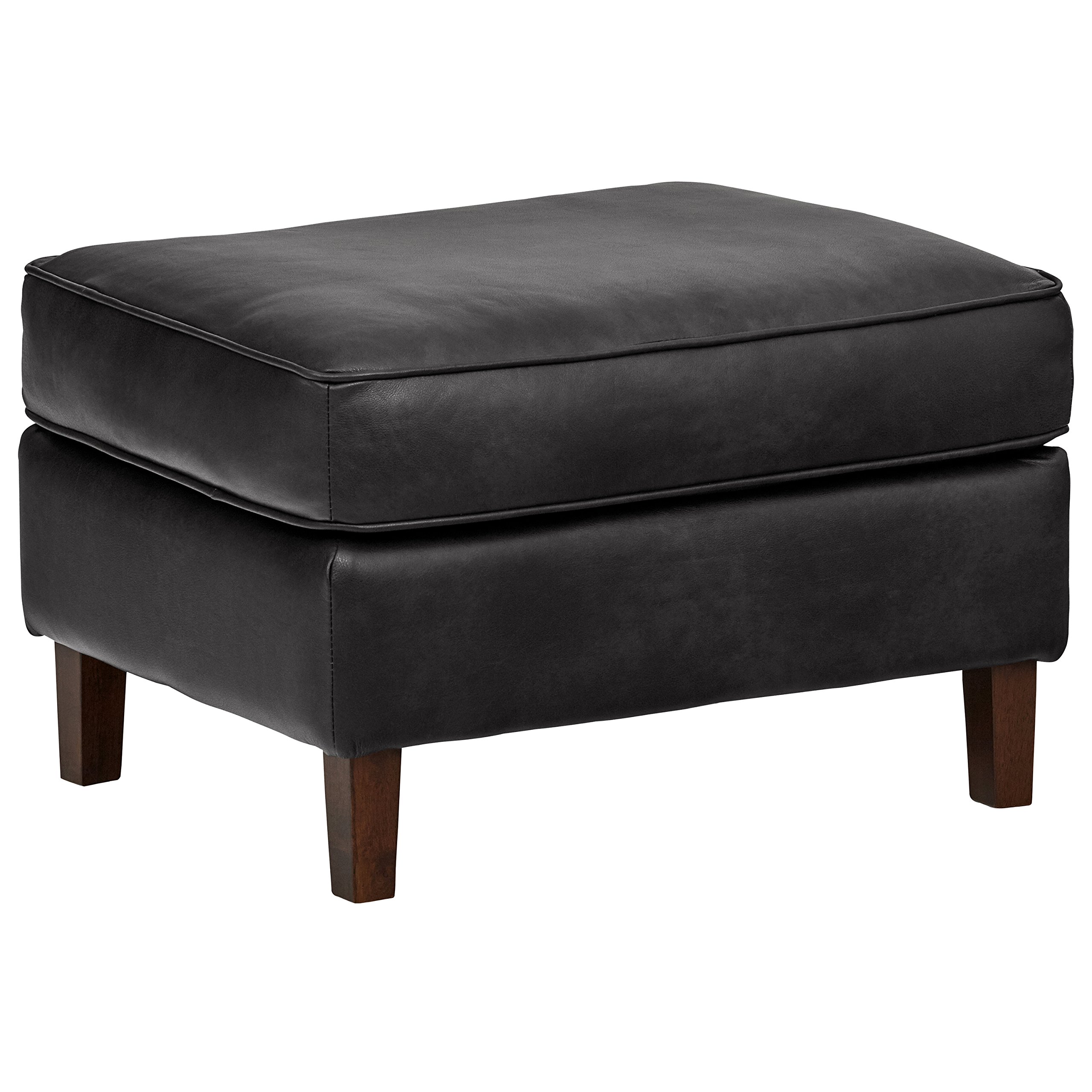 Amazon Brand – Rivet Lawson Modern Angled Leather Ottoman, 27"W, Charcoal