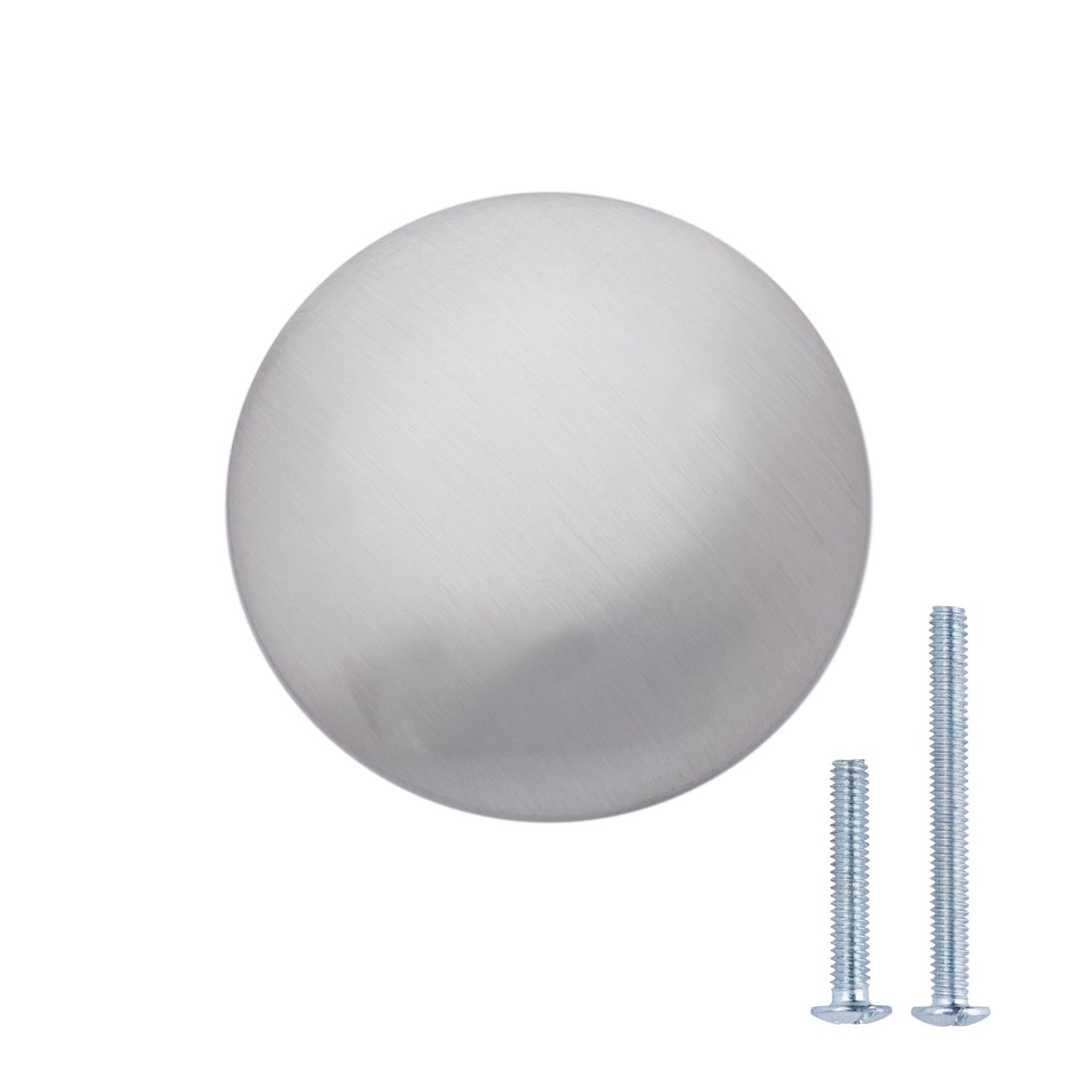AmazonBasics Round Flat Cabinet Knob, 1.24" Diameter, Satin Nickel, 25-Pack