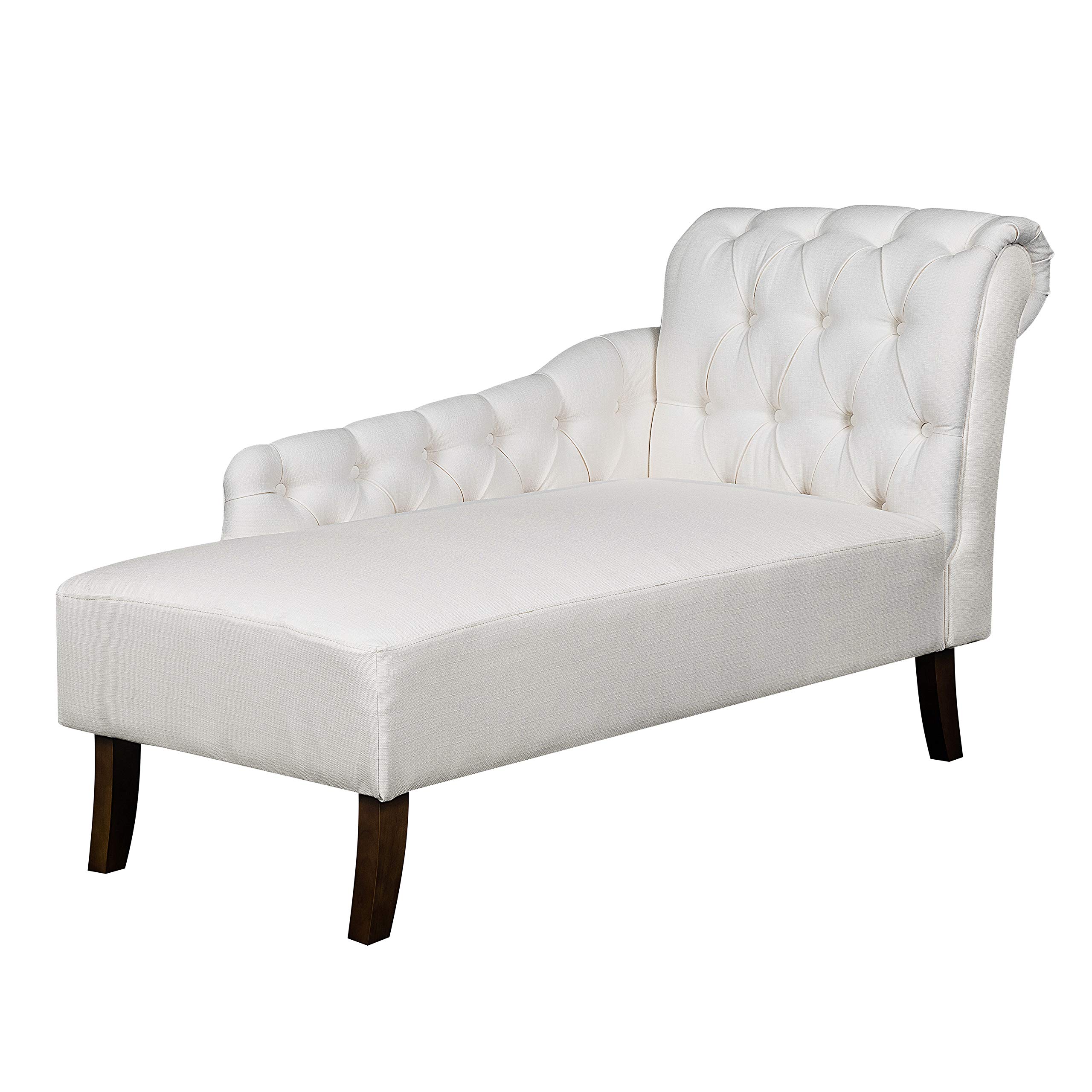 Amazon Brand – Ravenna Home Classic Tufted Chaise Lounge, 58.3" Length, Soft Cream