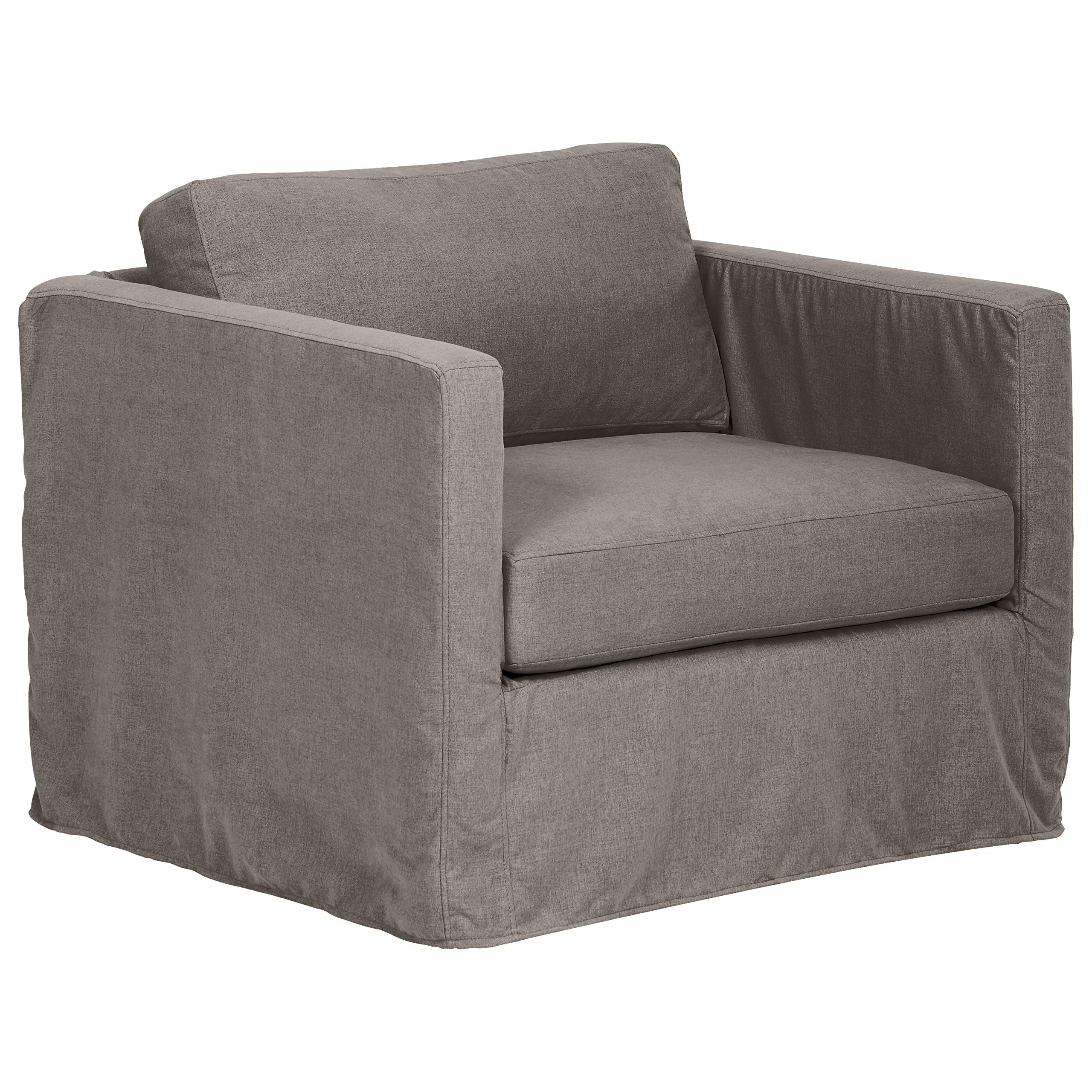 Amazon Brand – Stone & Beam Andover Slipcover Chair, 38"W, Stone Fabric