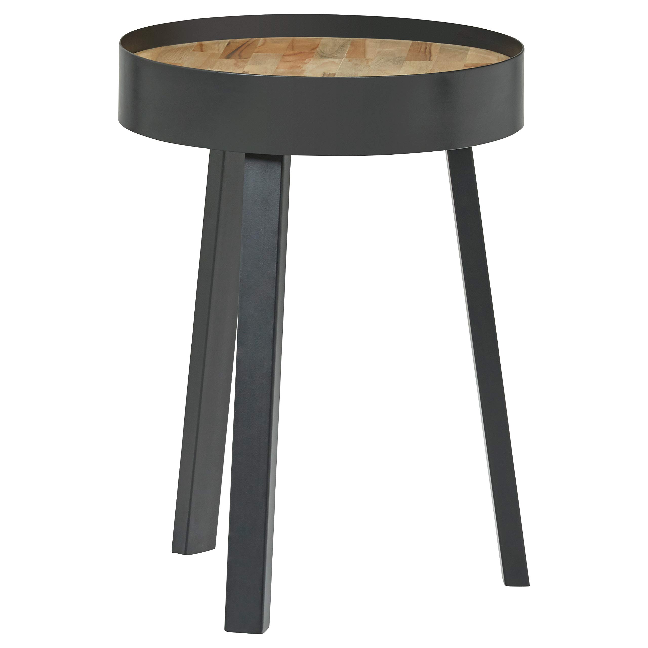 Amazon Brand – Rivet Jaxon Rustic Side Table, 22"H, Natural and Black