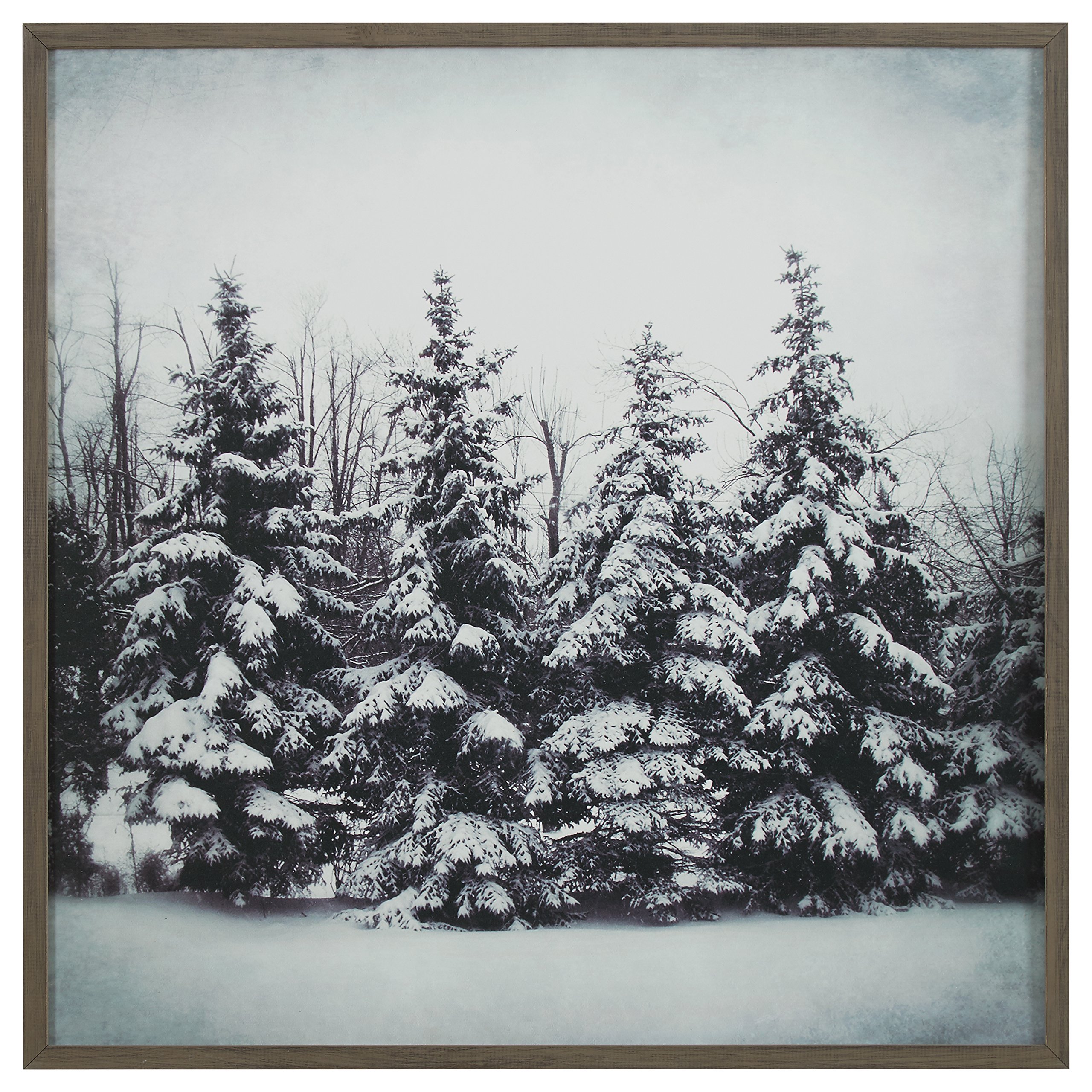 Amazon Brand – Stone & Beam Modern Black and White Print of Forest Snow, Grey Frame, 30" x 30"