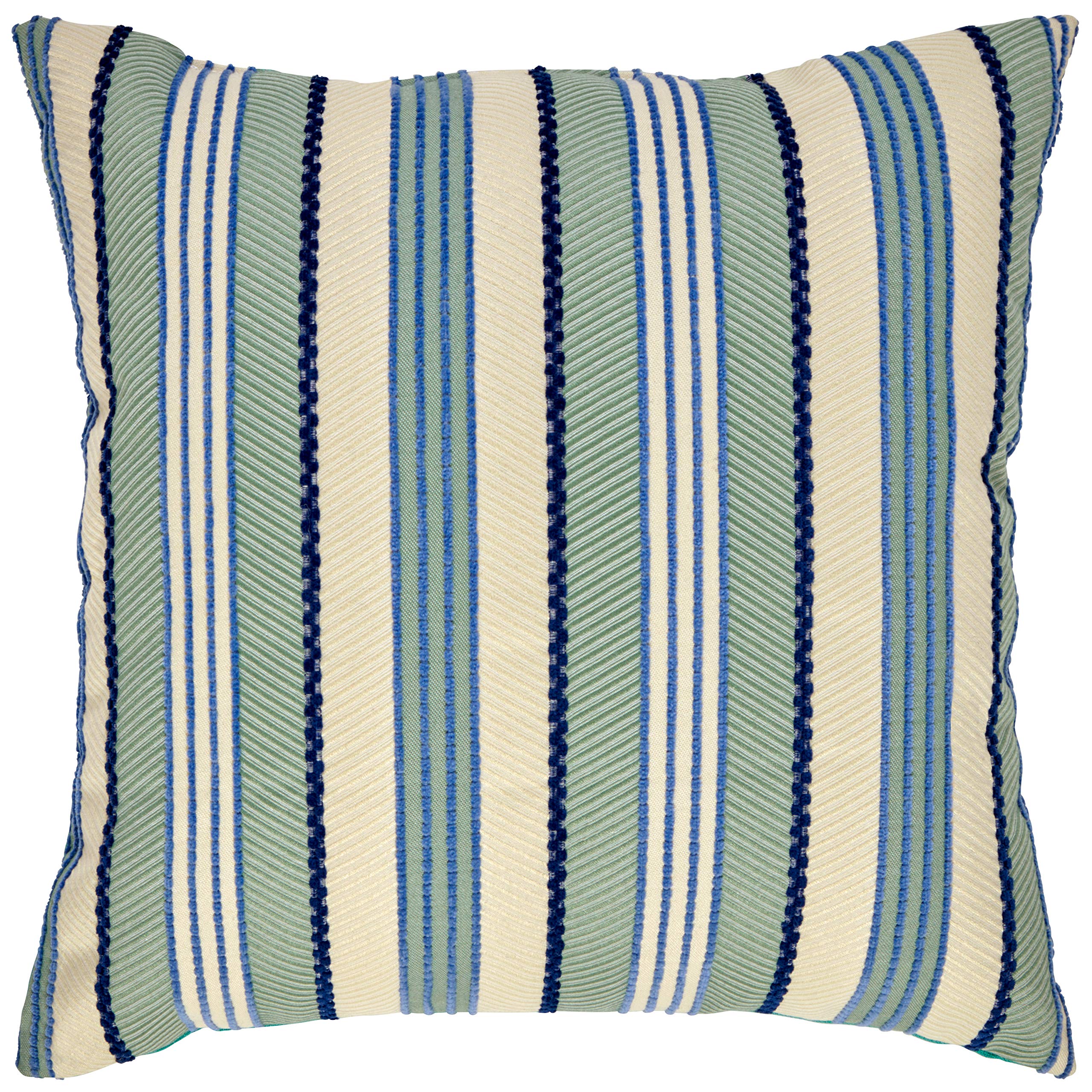 Amazon Brand – Rivet Casual Outdoor Striped Throw Pillow - 17 x 17 Inch, Aqua