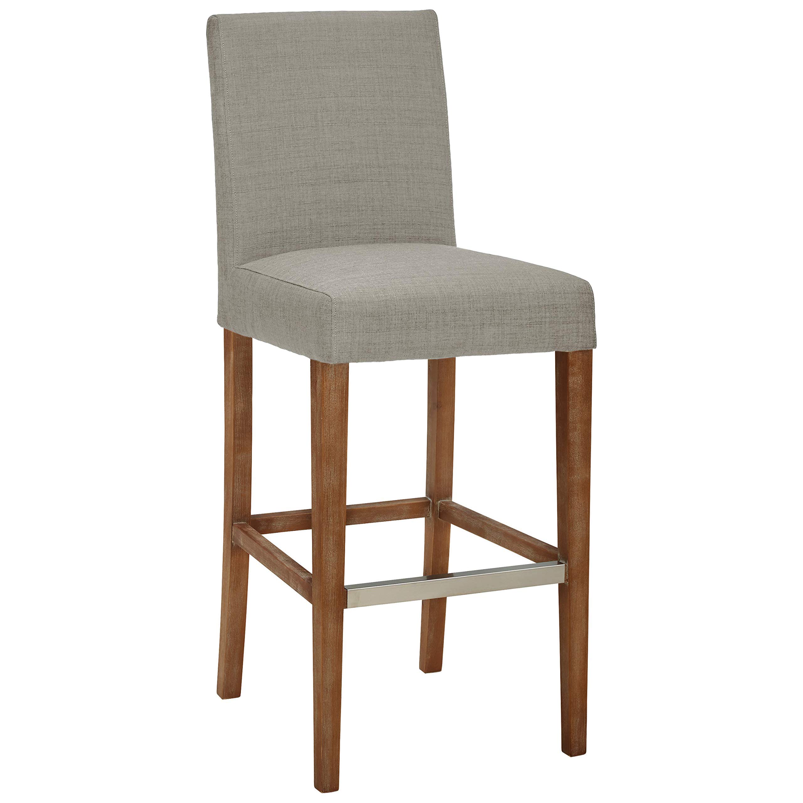 Amazon Brand – Stone & Beam Hartford Modern Denim-Style Fabric Kitchen Counter-Height Bar Stool, 40.5"H, Dove Grey
