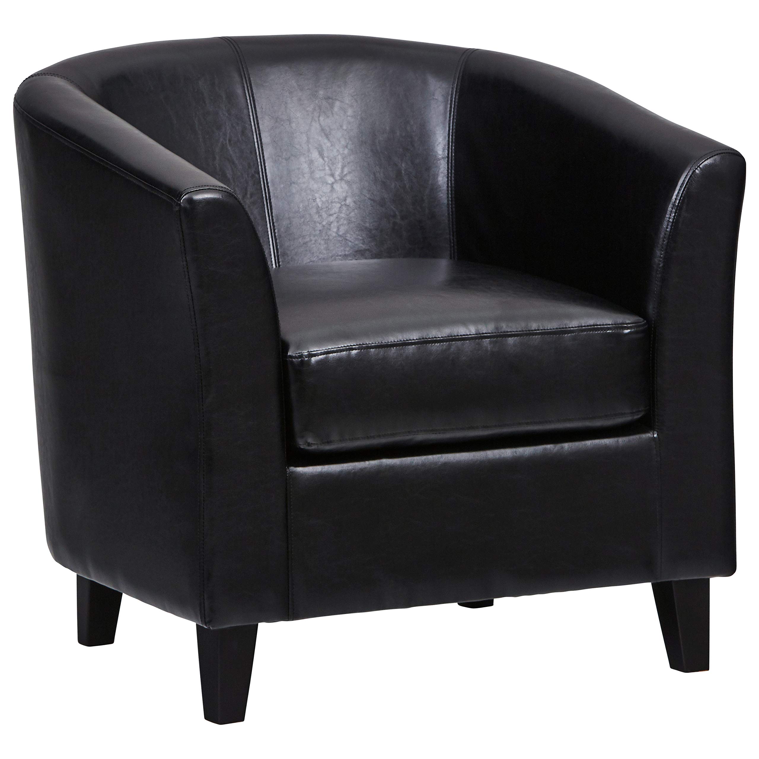 Amazon Brand – Ravenna Home Sherman Curved Faux Leather Accent Chair, 30.5"W, Black