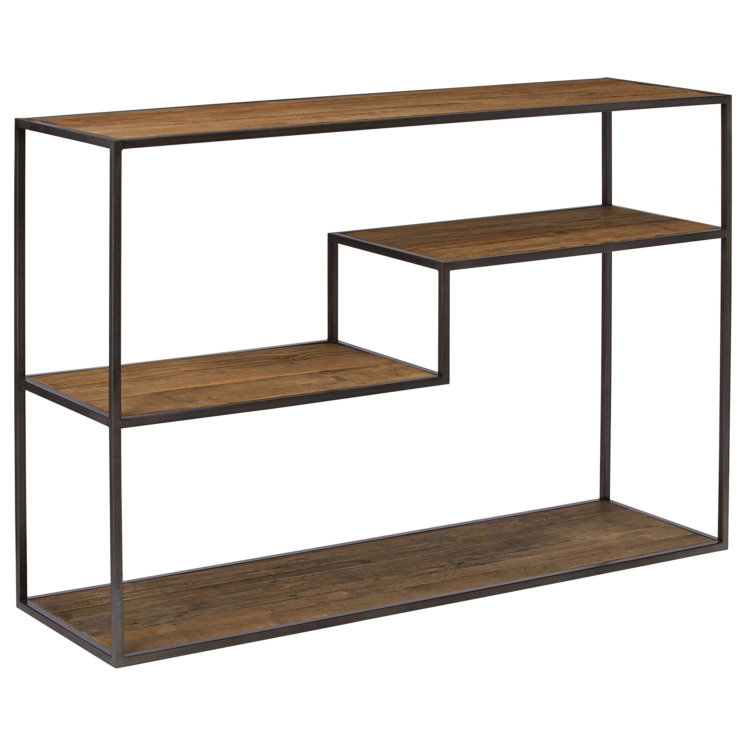 Amazon Brand – Rivet Mid-Century Modern Wood and Metal Bookcase, 14"W, Wood and Dark Metal