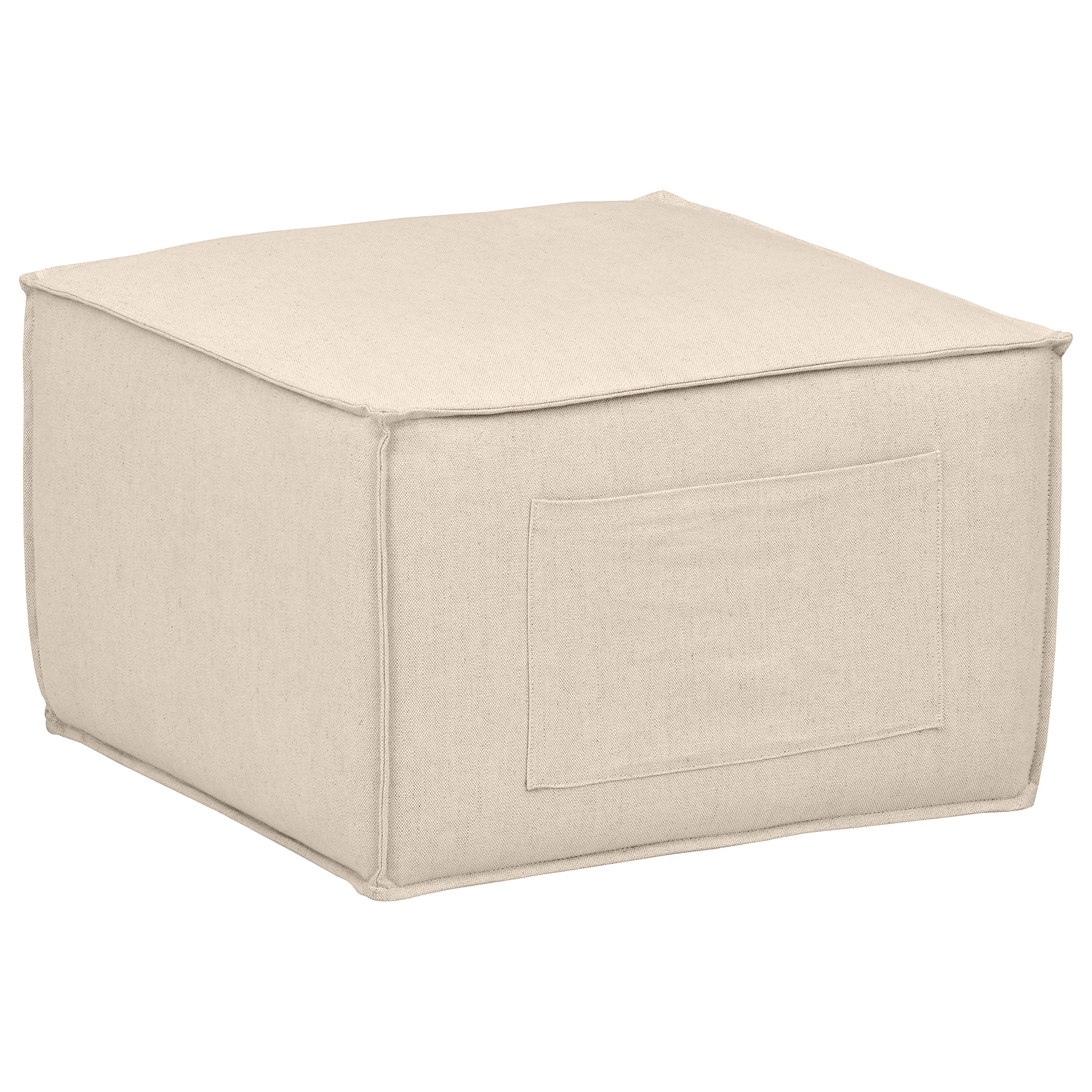 Amazon Brand – Rivet Adrian Side Storage Pocket Cube Ottoman Pouf, 24.5"W, Neutral