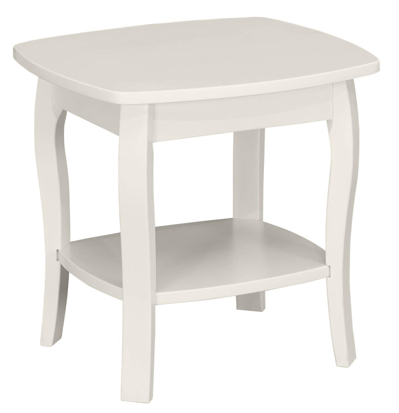 Amazon Brand – Ravenna Home Anne Marie Small Curved Leg Shelf Storage Side End Table, 20"W, White
