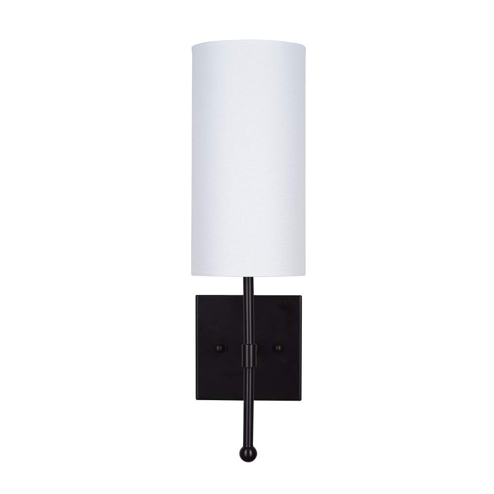 Amazon Brand – Ravenna Home Traditional Wall Sconce with Linen Shade, LED Bulb Included, 18.25"H, Dark Bronze