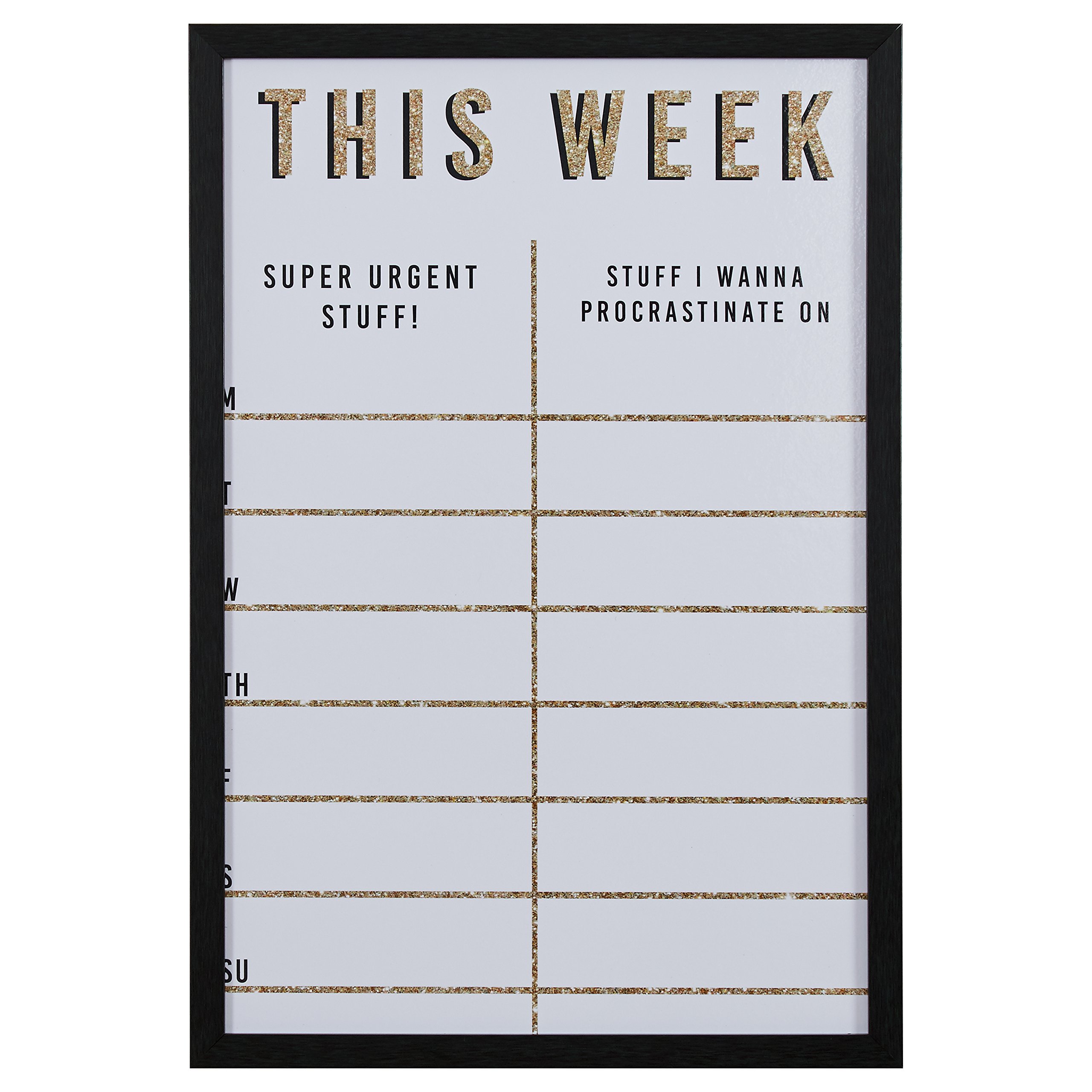 Amazon Brand – Rivet Modern This Week Gold Glitter Dry Erase Board, 16" x 24"