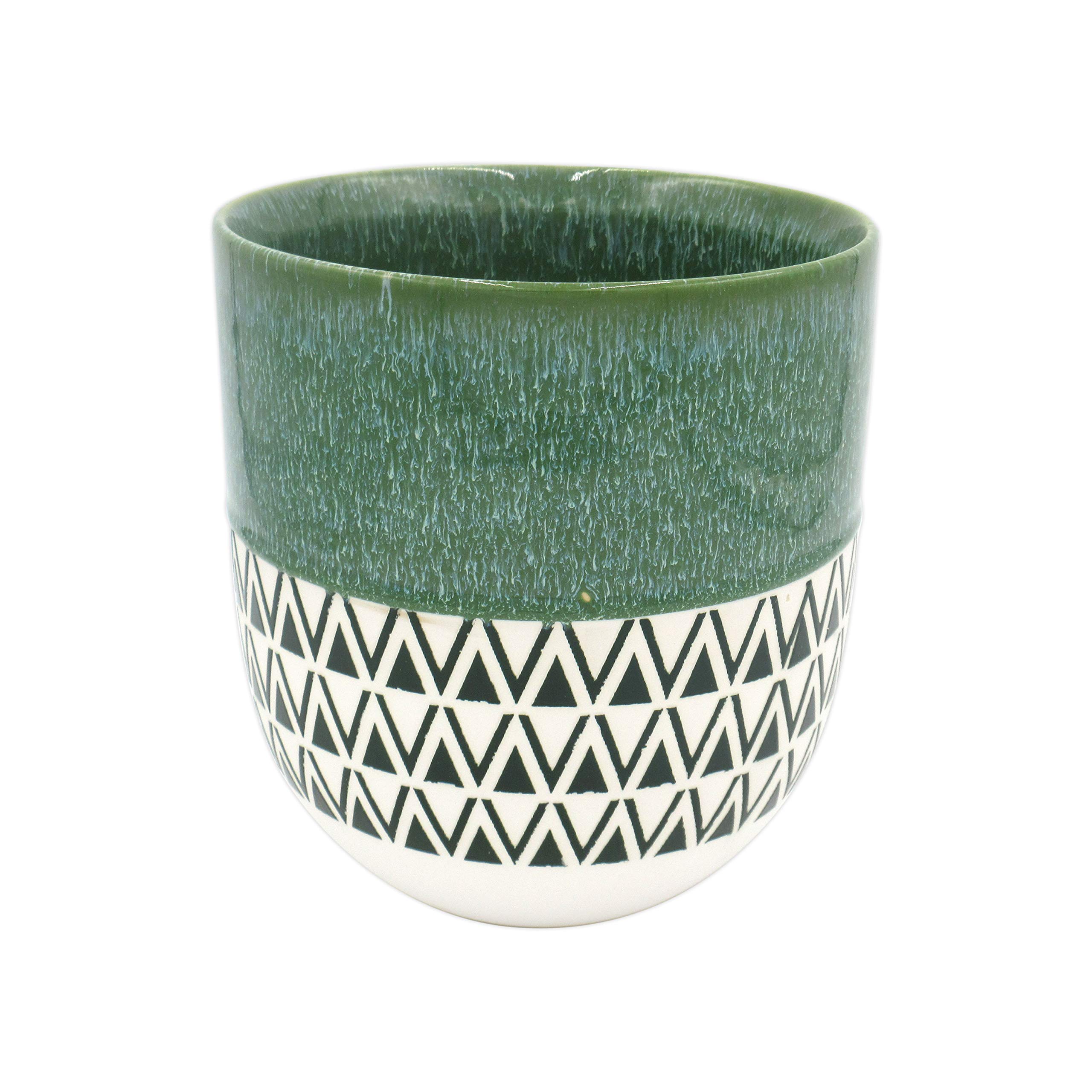 Amazon Brand – Stone & Beam Mid-Century Two-Toned Planter, 8.46"H, Teal Green