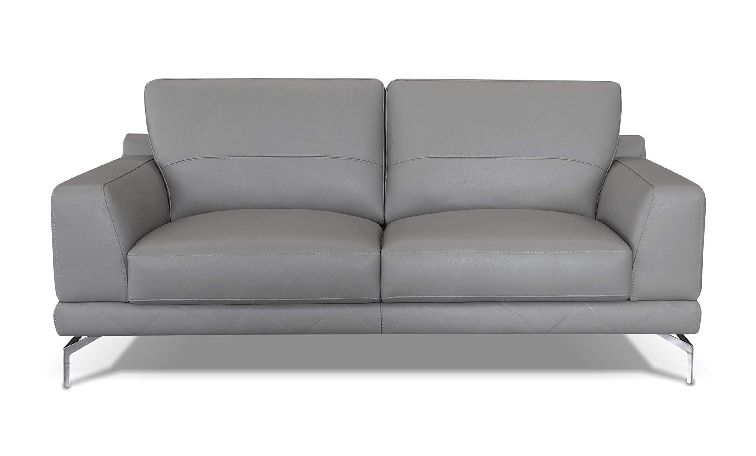 Amazon Brand - Alkove Marlow Hand-Crafted Leather Sofa, 2 Seater Maxi, 92 x 190 x 88cm, Light Grey