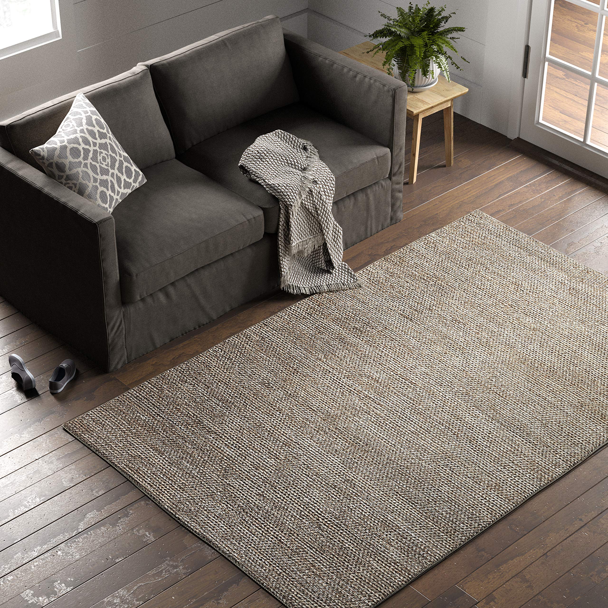 Amazon Brand – Stone & Beam Braided Jute Area Rug, 5 x 8 Foot, Smoke