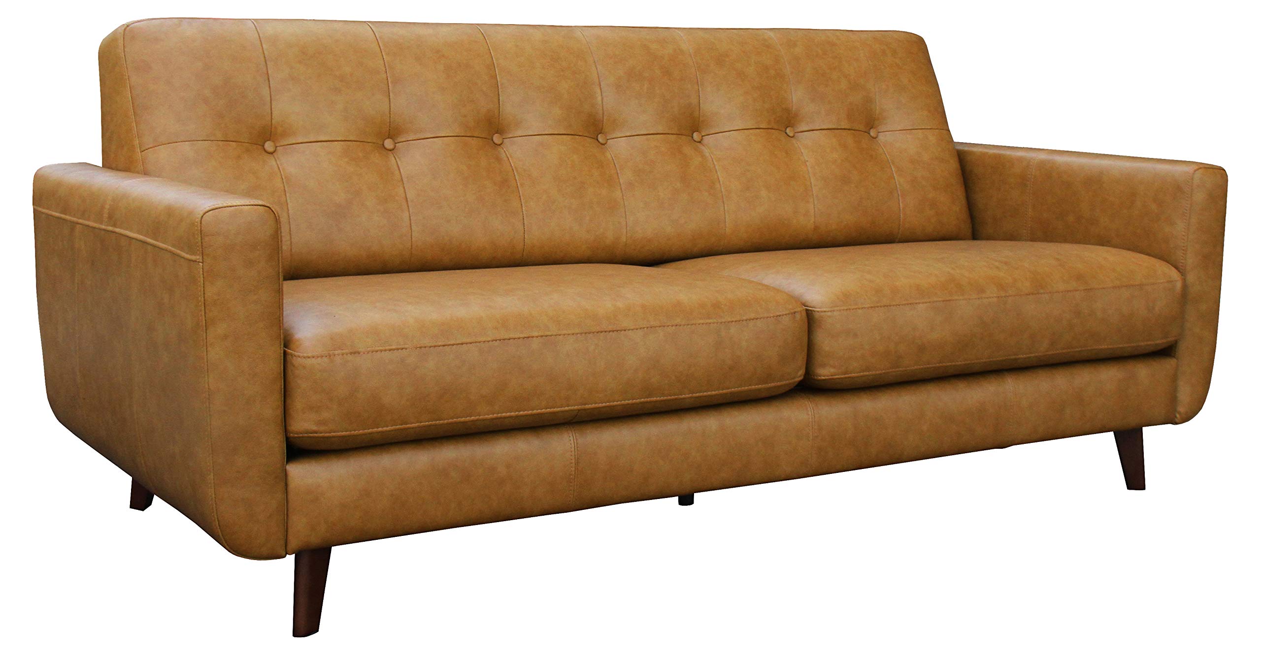 Amazon Brand – Rivet Sloane Modern Leather Sofa with Tufted Back, 79.9"W, Caramel