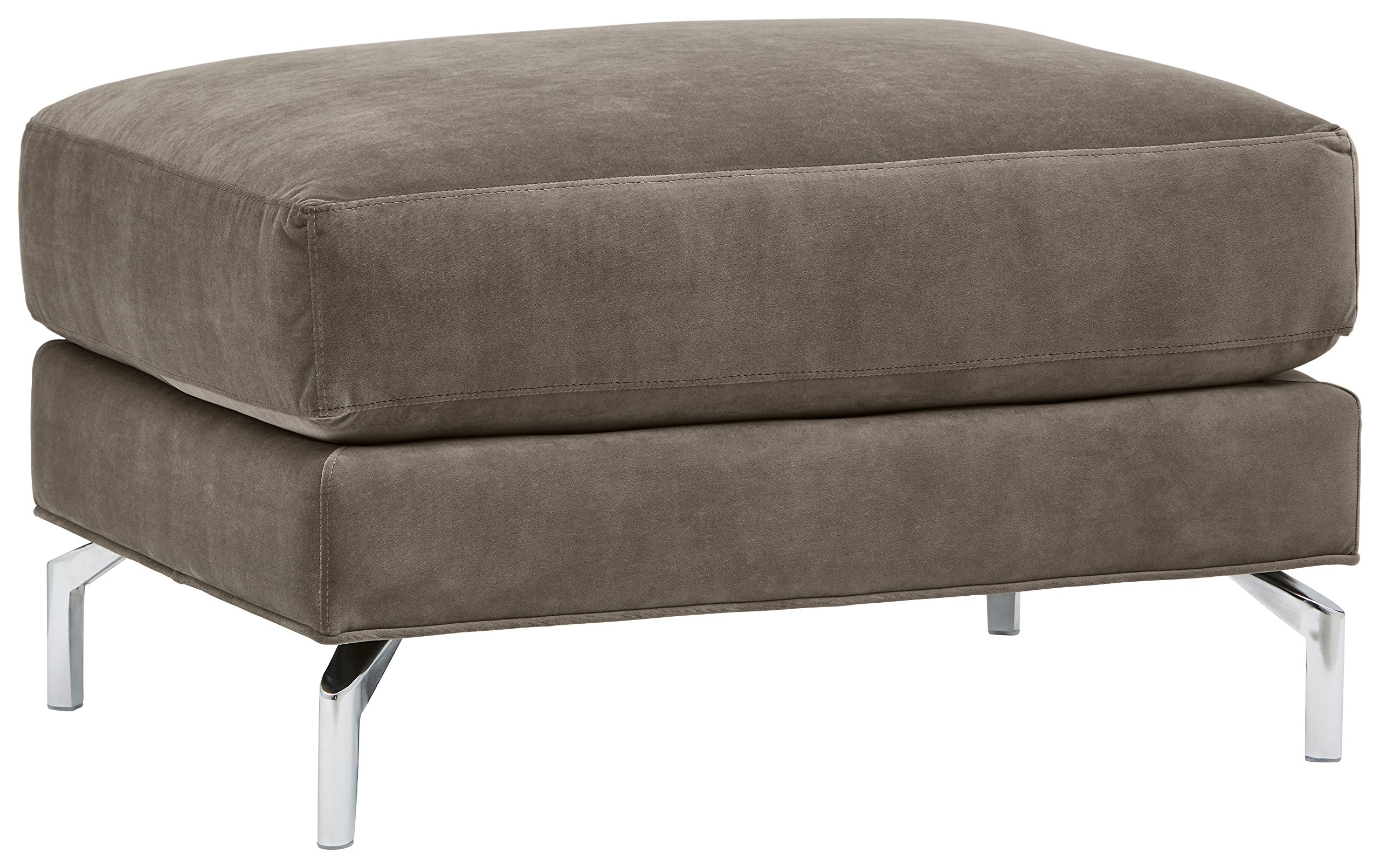Amazon Brand – Rivet Emerly Modern Ottoman, 33"W, Pewter
