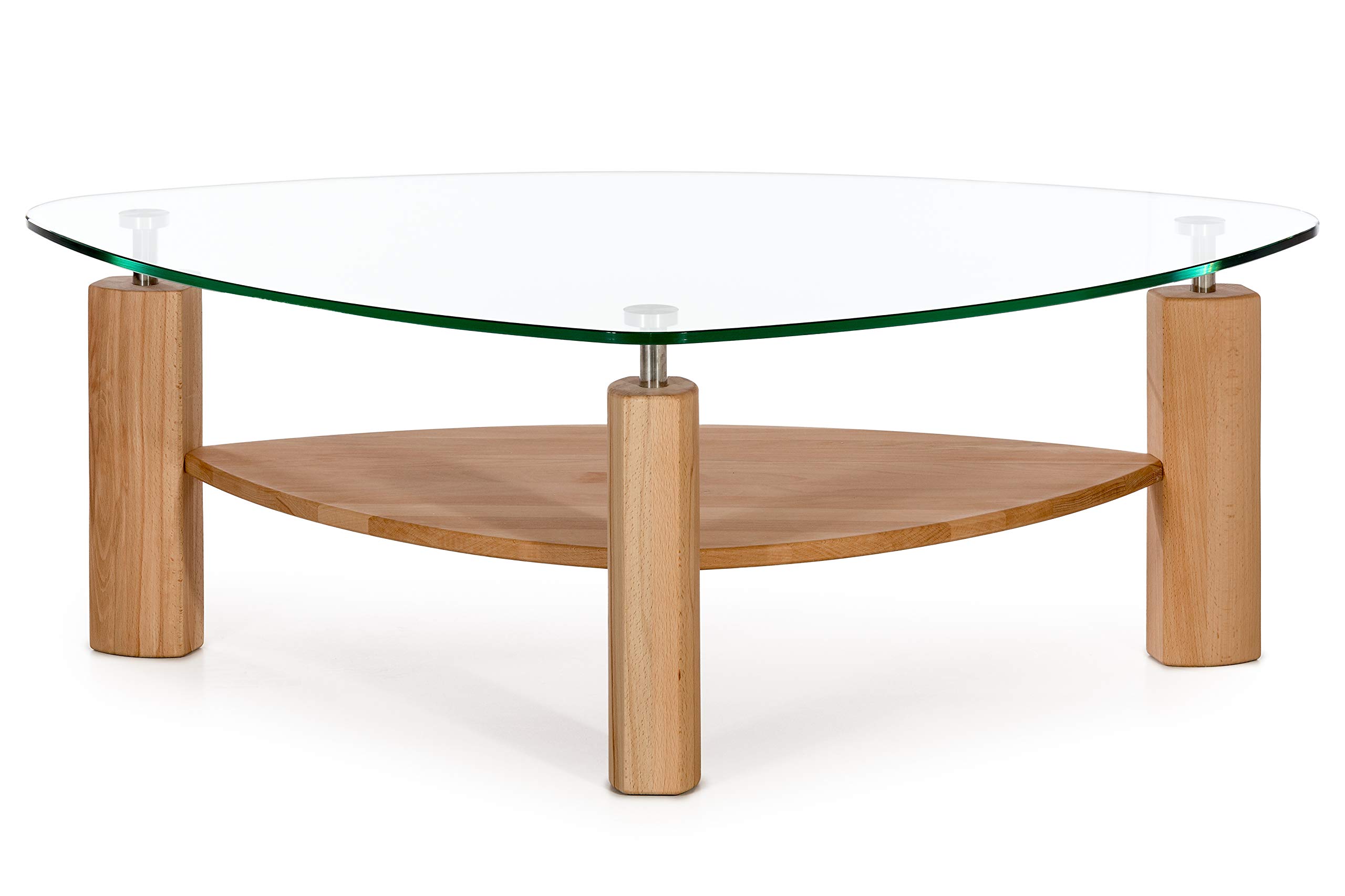 Marca Amazon - Alkove - Hayes - Mesa de centro moderna de madera maciza con superficie de cristal (haya)