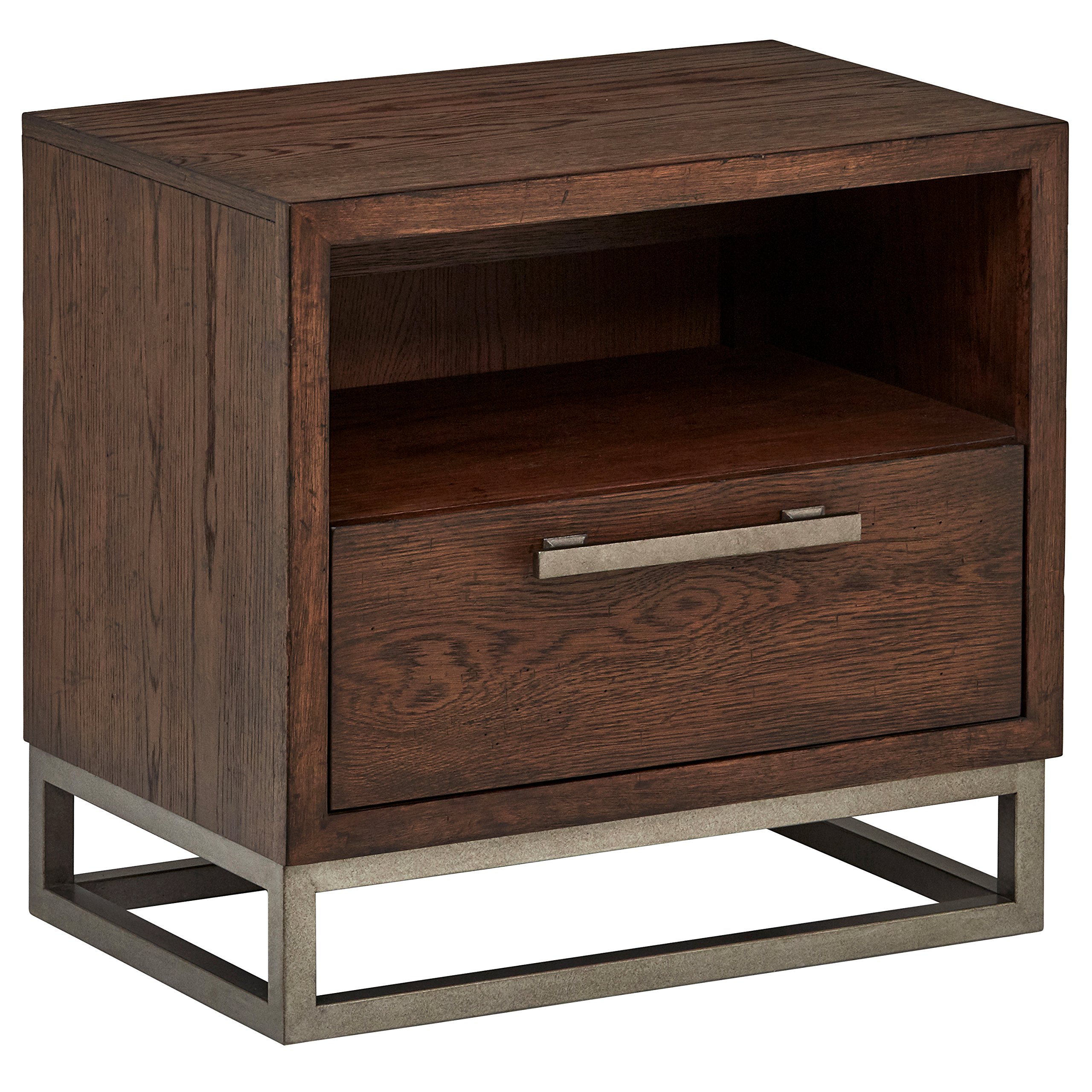 Amazon Brand – Stone & Beam Glenwood Industrial Metal Accent Nightstand End Table, 23"H, Oak