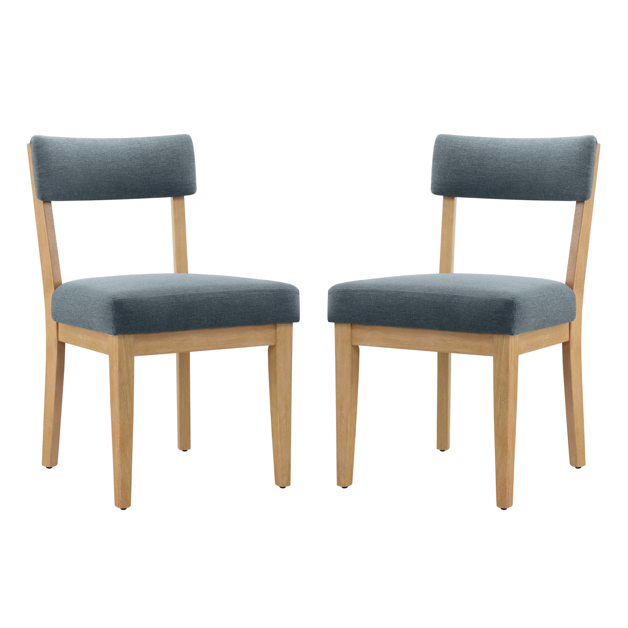 Amazon Brand – Stone & Beam Bergen Upholstered Dining Chair with Wood Legs, Set of 2, 20"W, Gray