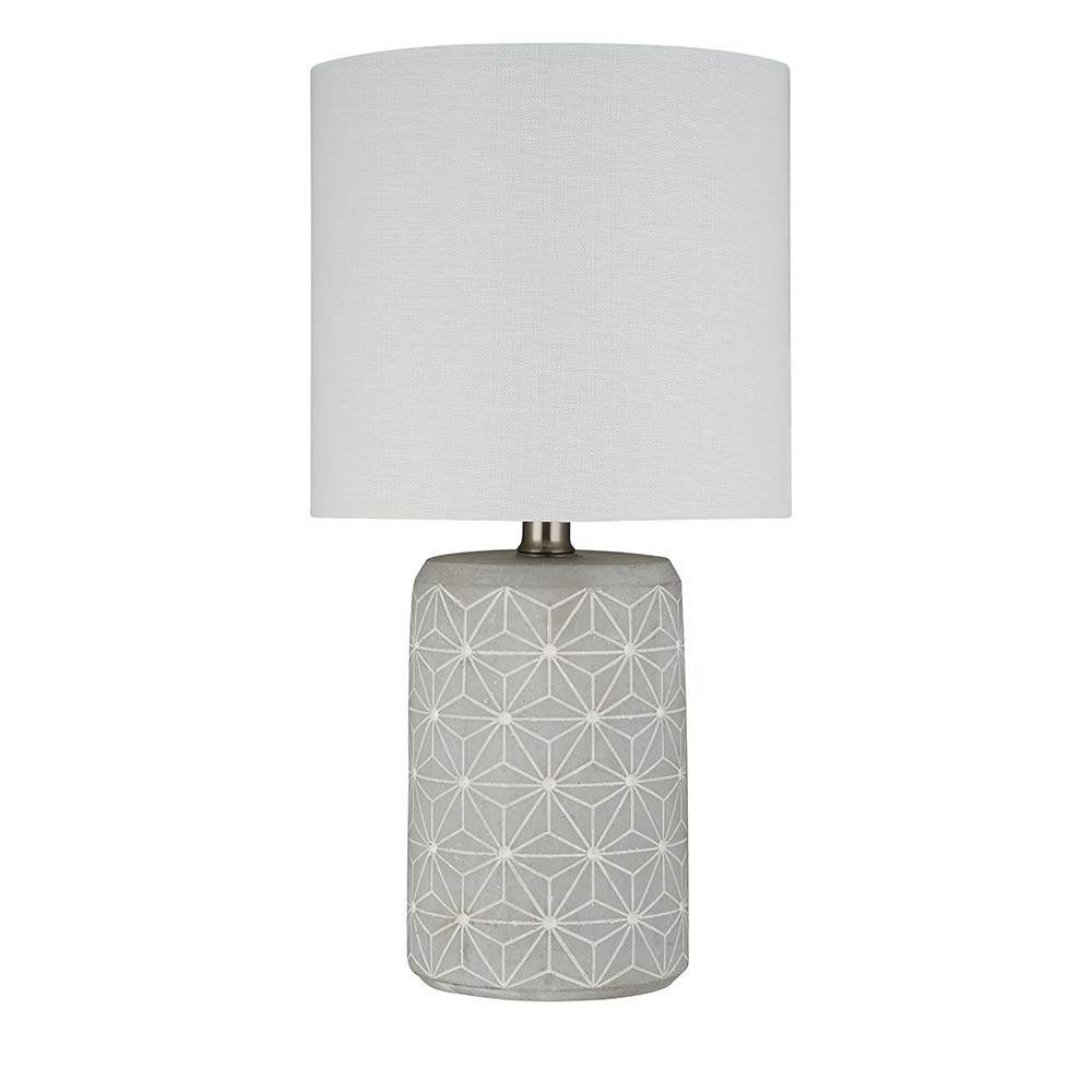 Amazon Brand – Rivet Cement-Textured Table Lamp, Bulb Included, 16.5"H, White on Gray