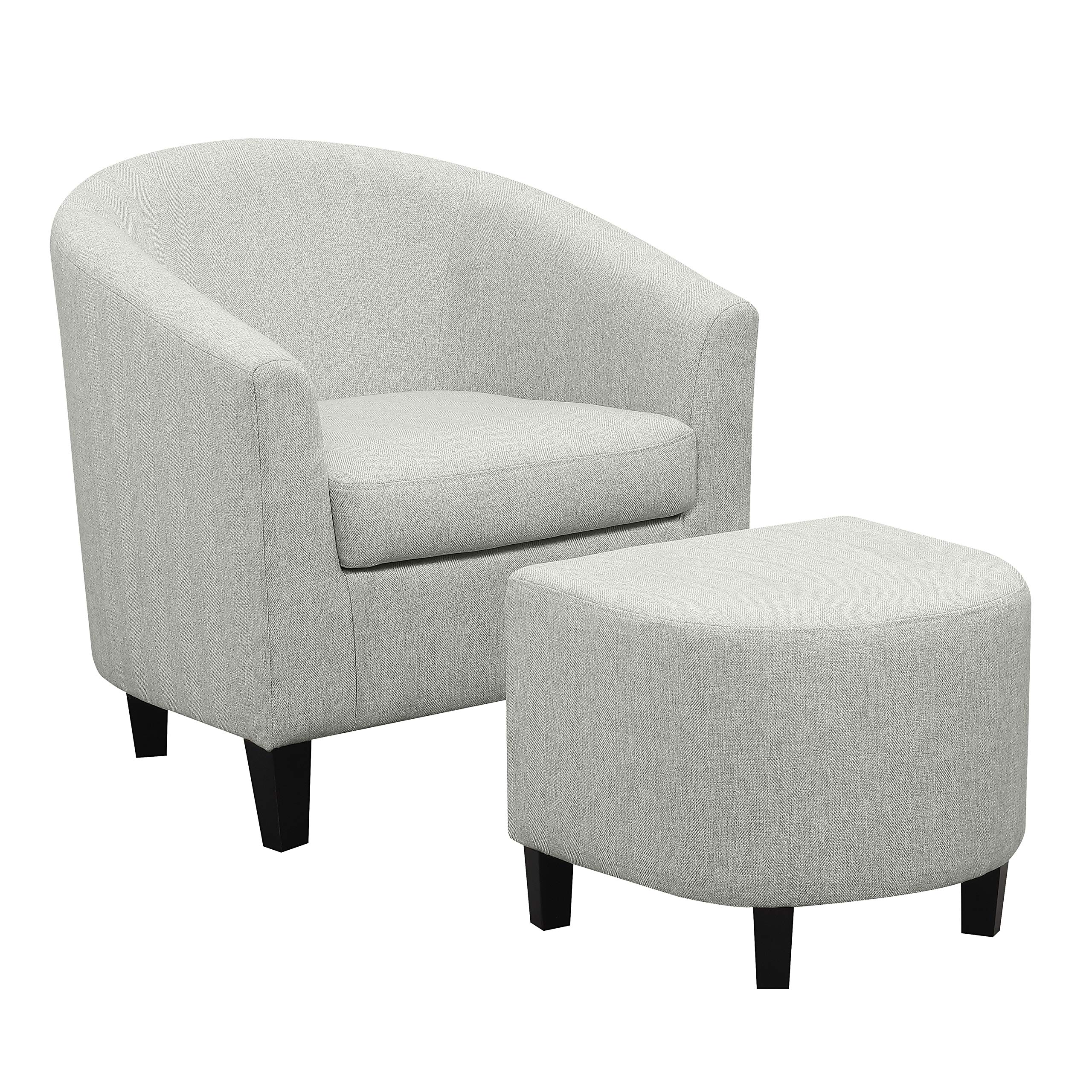 Amazon Brand – Ravenna Home Connor Curved Back Club Accent Chair with Ottoman, 27.95"W, Light Grey