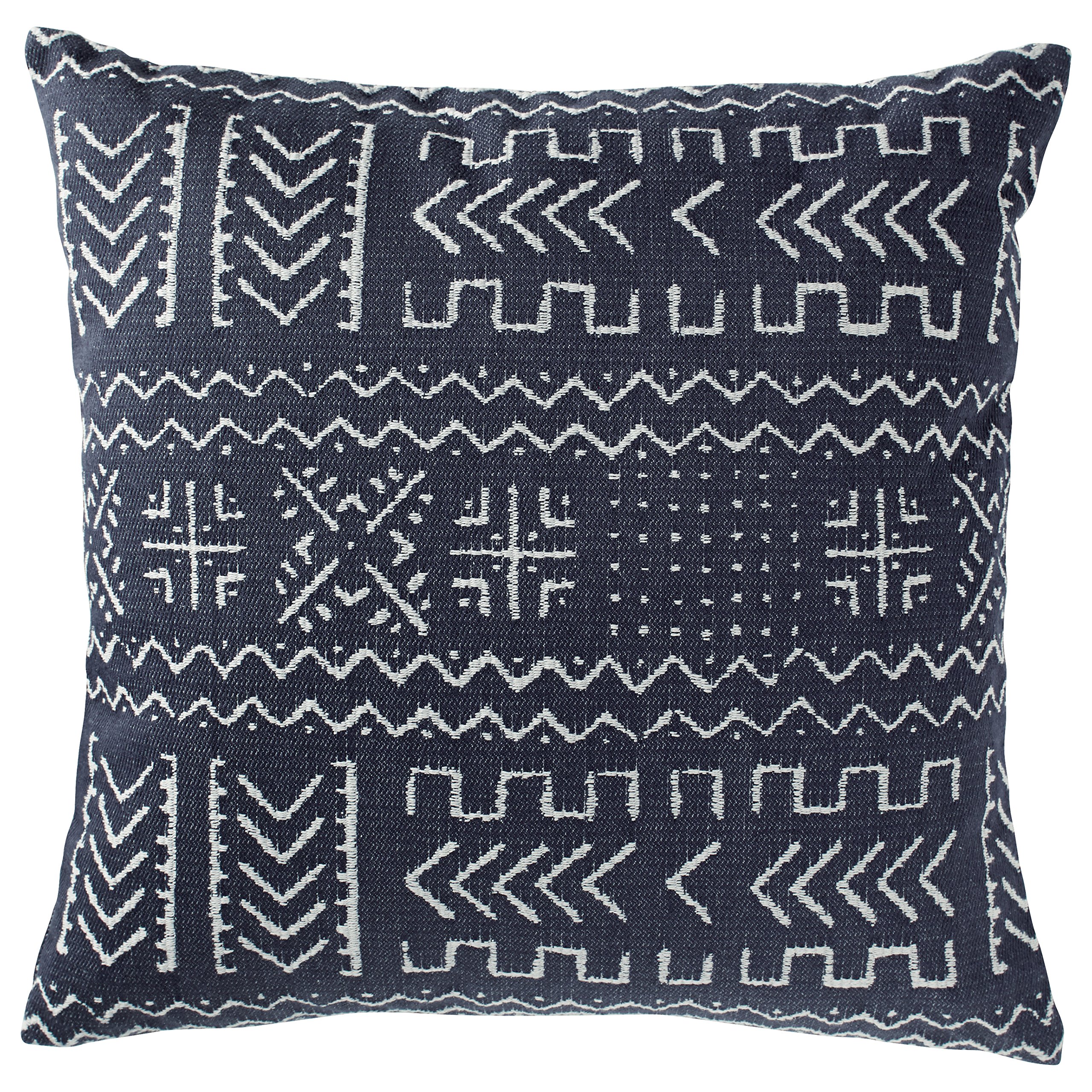 Amazon Brand – Rivet Mudcloth-Inspired Decorative Throw Pillow, 17" x 17", Navy
