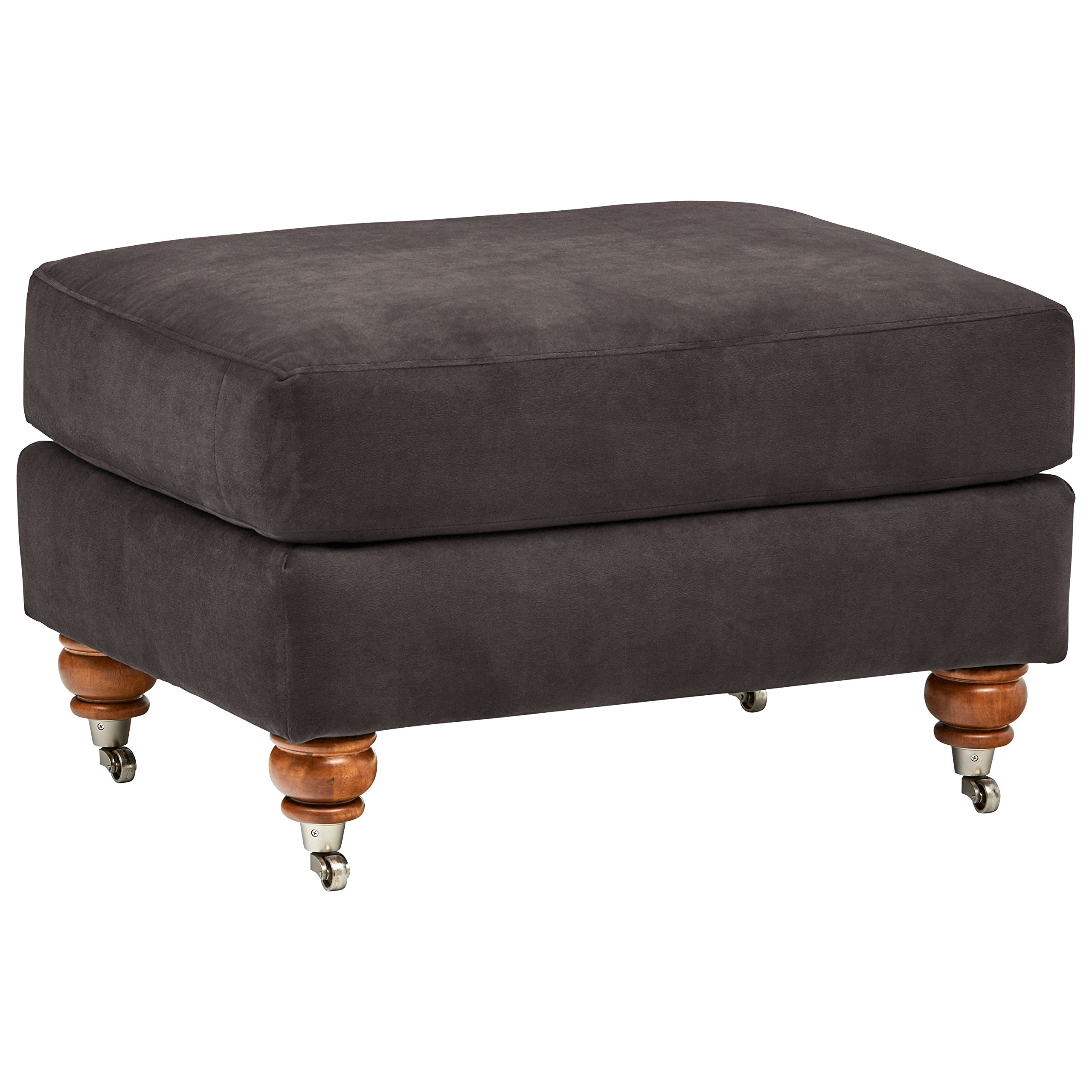 Amazon Brand – Stone & Beam Brandeberry Farmhouse Charles of London Ottoman, 31"W, Dark Grey