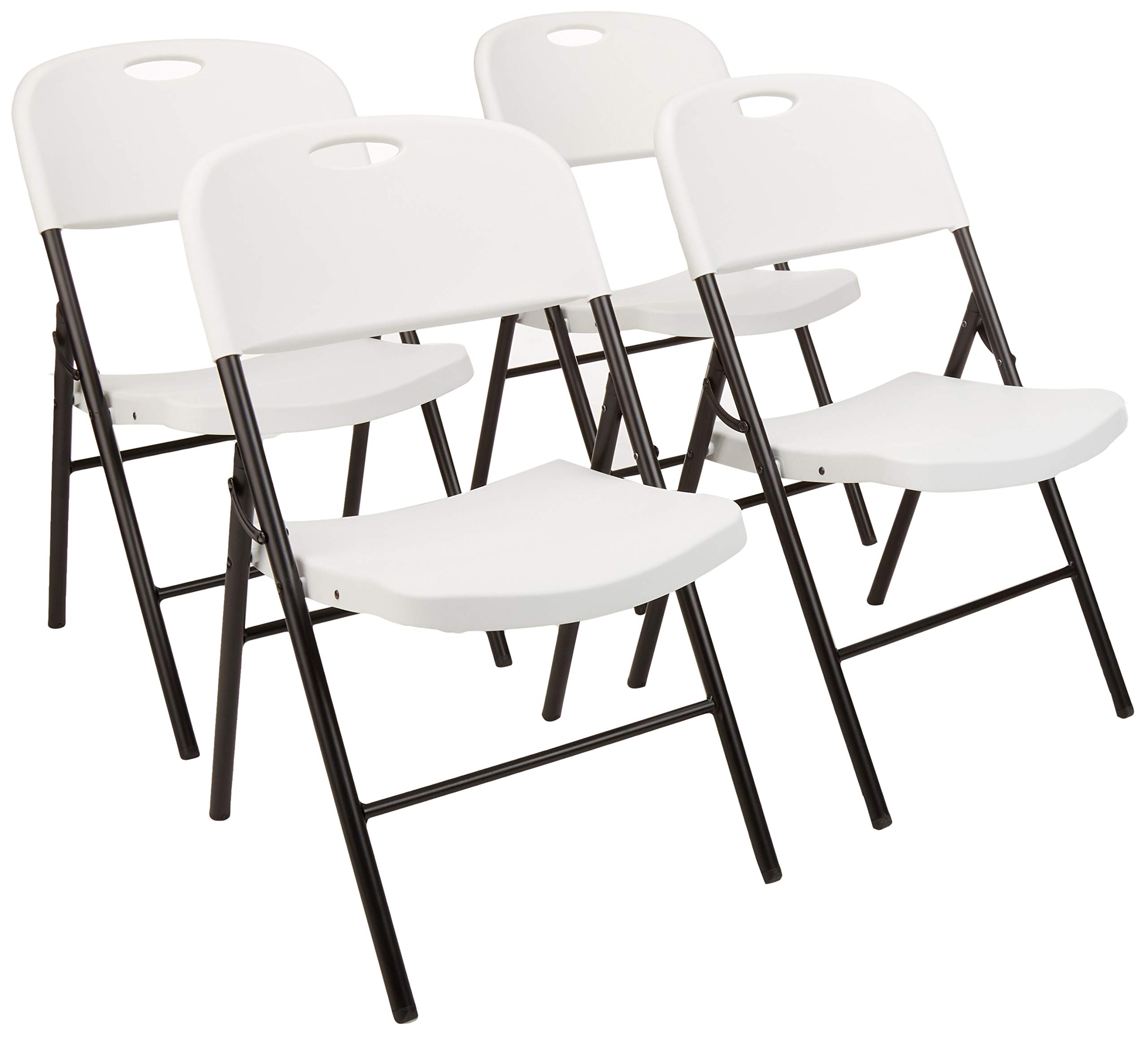 AmazonBasics - Silla de plástico plegable, capacidad de 157,5 kg, blanco, set de 4
