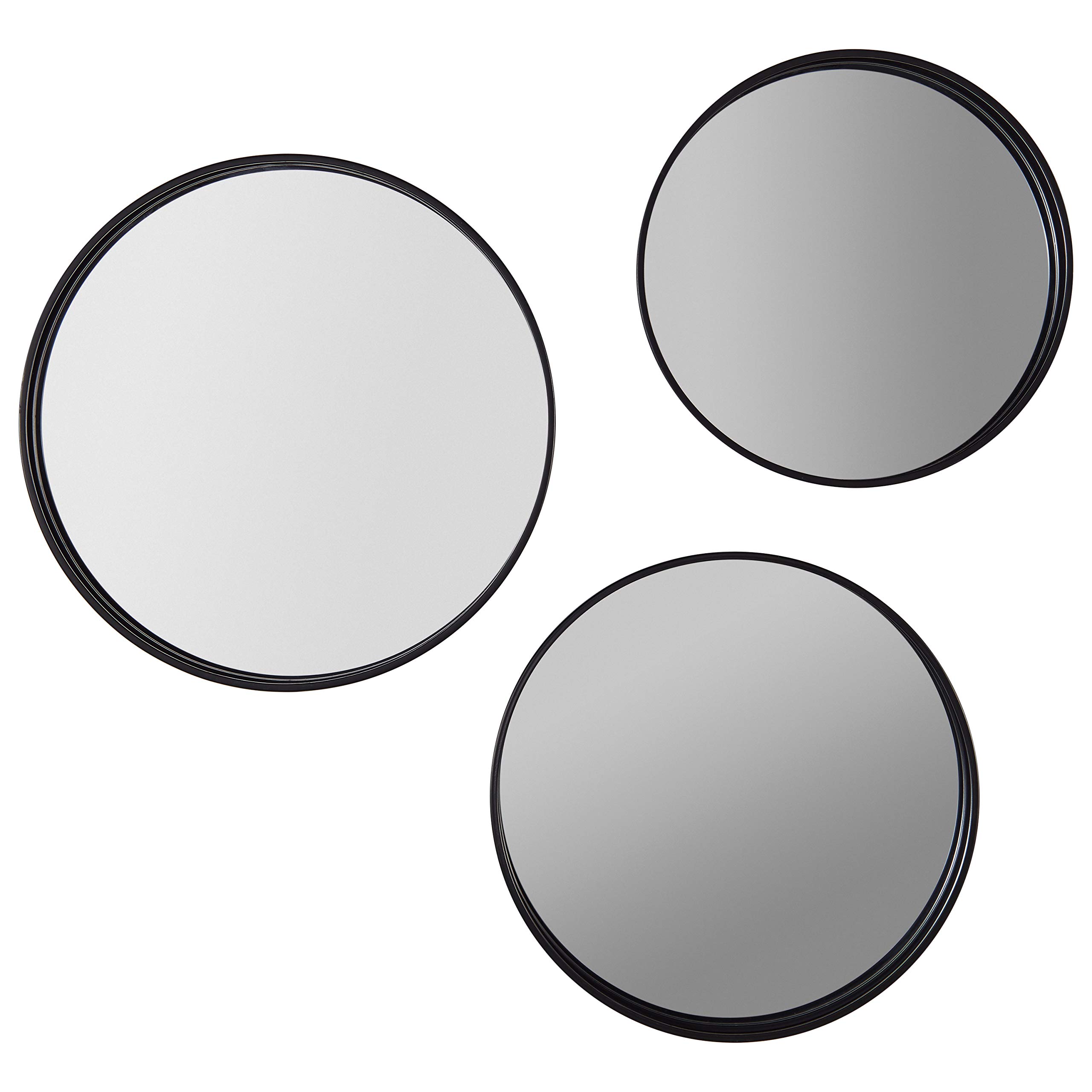 Amazon Brand – Rivet Industrial Round Metal Wall Mirror Set - Set of 3, Black