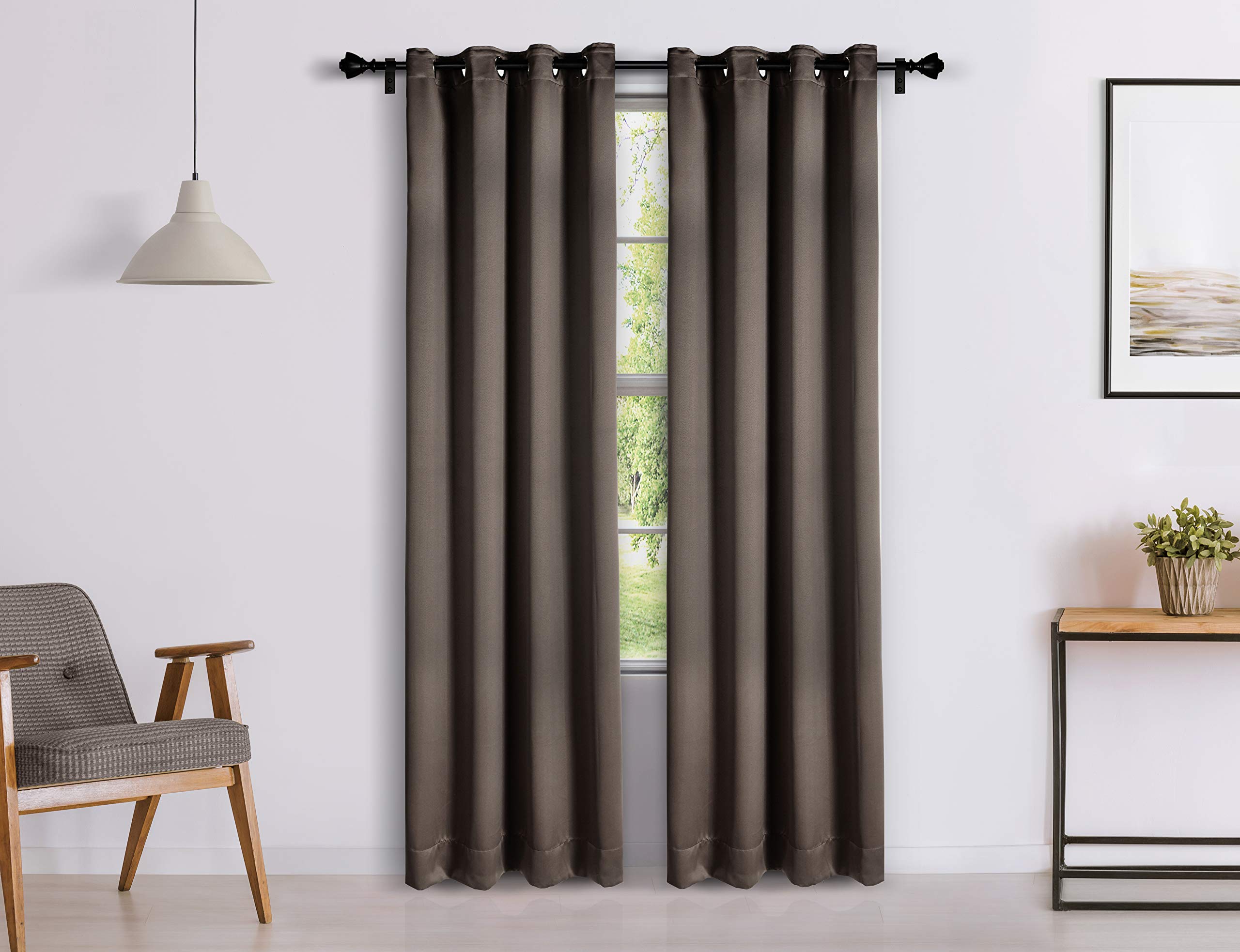 Amazon Brand - Solimo Room Darkening Blackout Door Curtain, 7 Feet, Set of 2 (Brown)