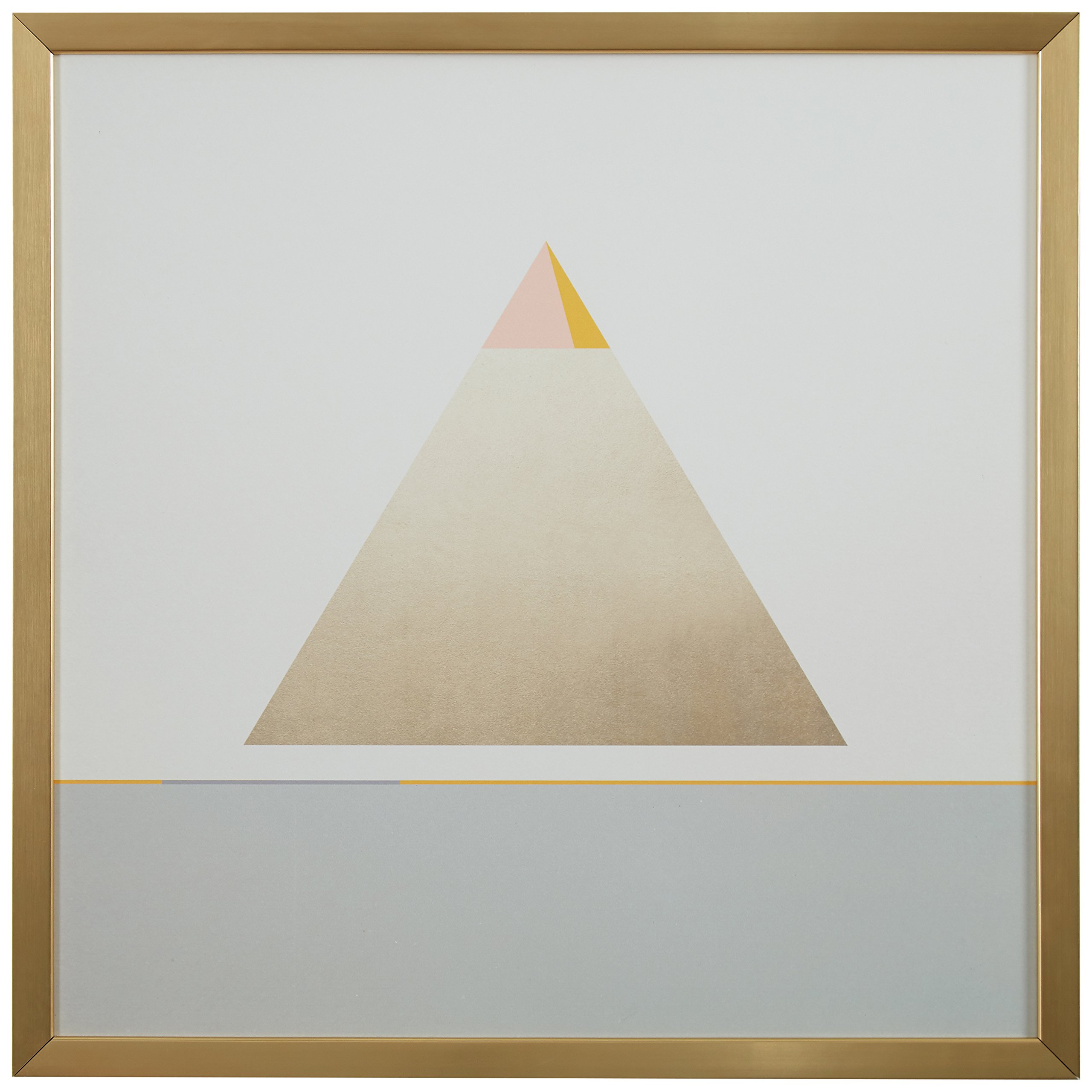 Amazon Brand – Rivet Modern Gold Pyramid Triangle Print Wall Art, 20" x 20", Gold Frame