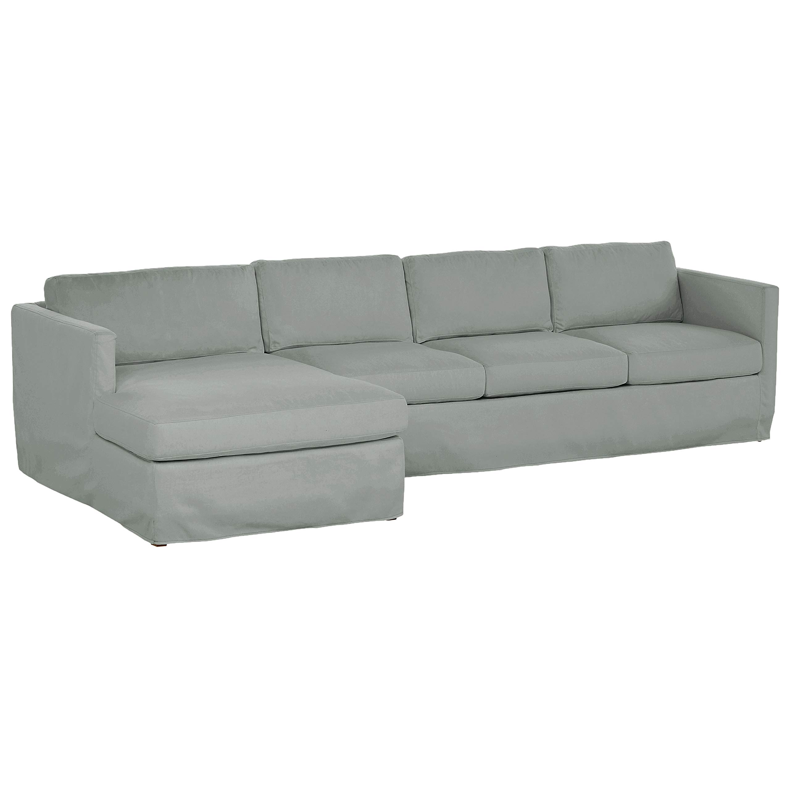 Amazon Brand – Stone & Beam Andover Slipcover Left-Facing Sofa-Chaise Sectional, 126"W, Spa-Colored Fabric