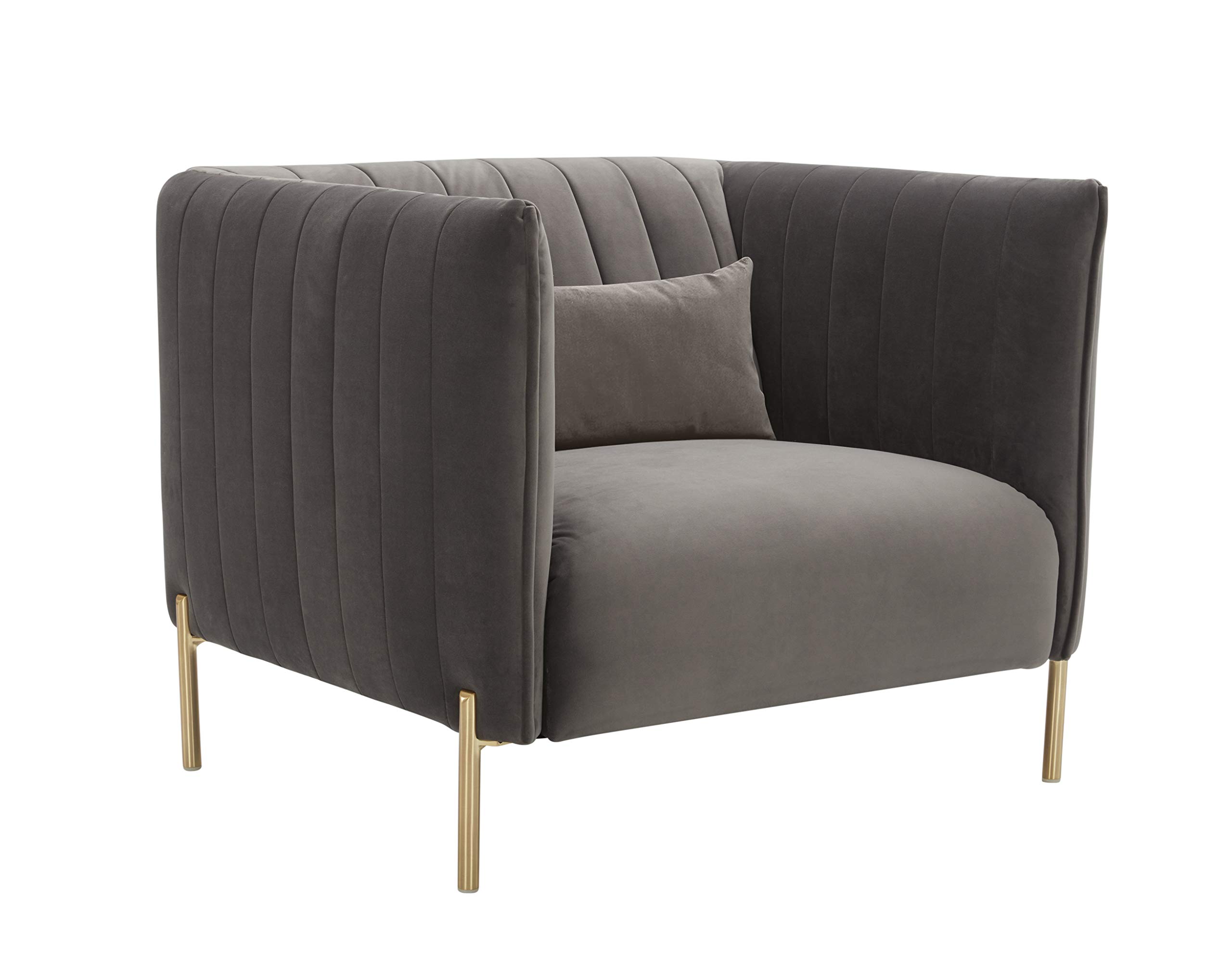 Amazon Brand – Rivet Frederick Mid-Century Modern Tufted Velvet Living Room Chair, 38"W, Grey