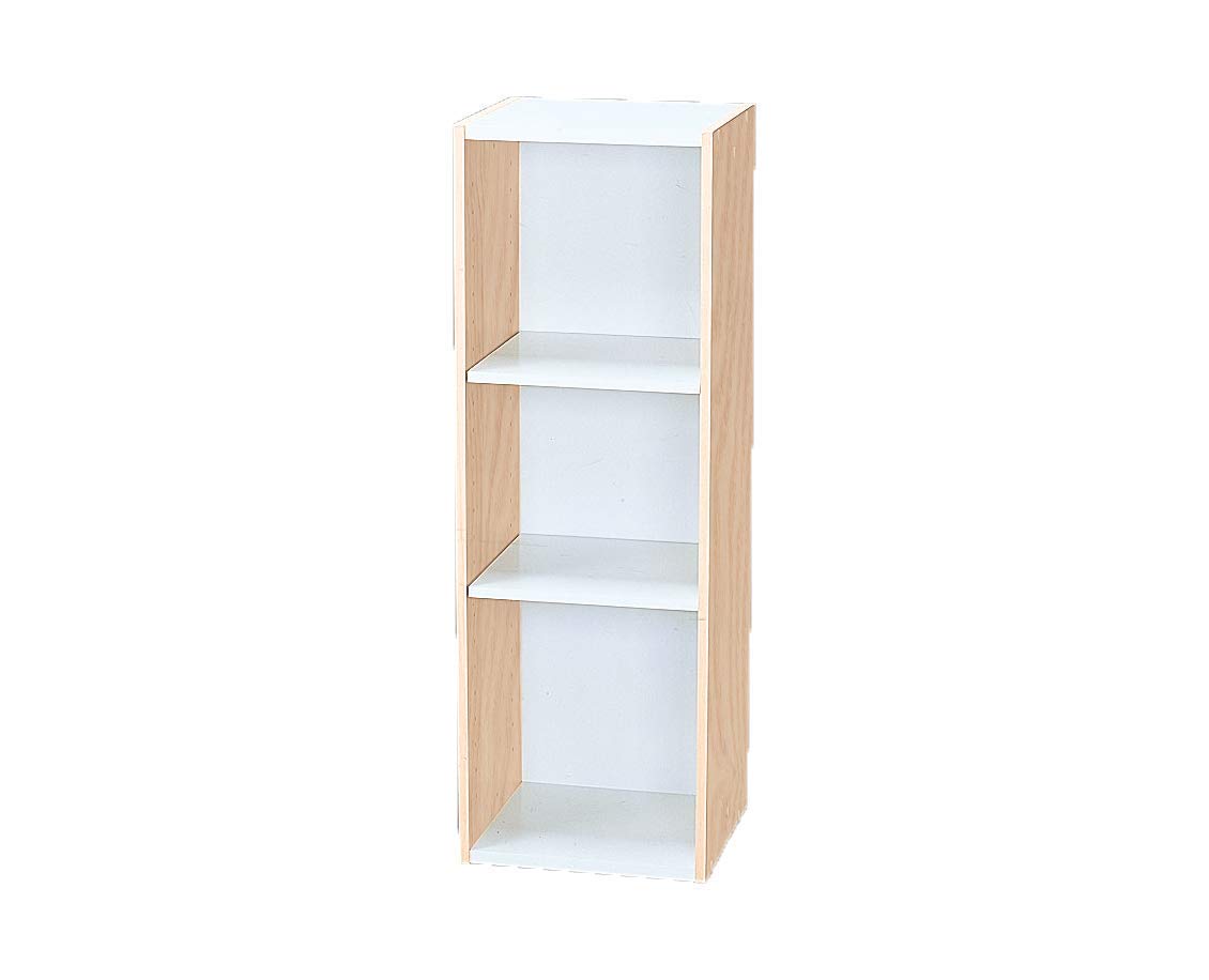 Movian Space Saving Shelf UB-9030 L.Brown/White Iris Ohyama-Meuble de Rangement Petit Espace/Etagere modulable Gain de Place UB-9030-Chêne Clair et Blanc, 30 x 29 x 90 cm, Bois, Beige, 30 cm