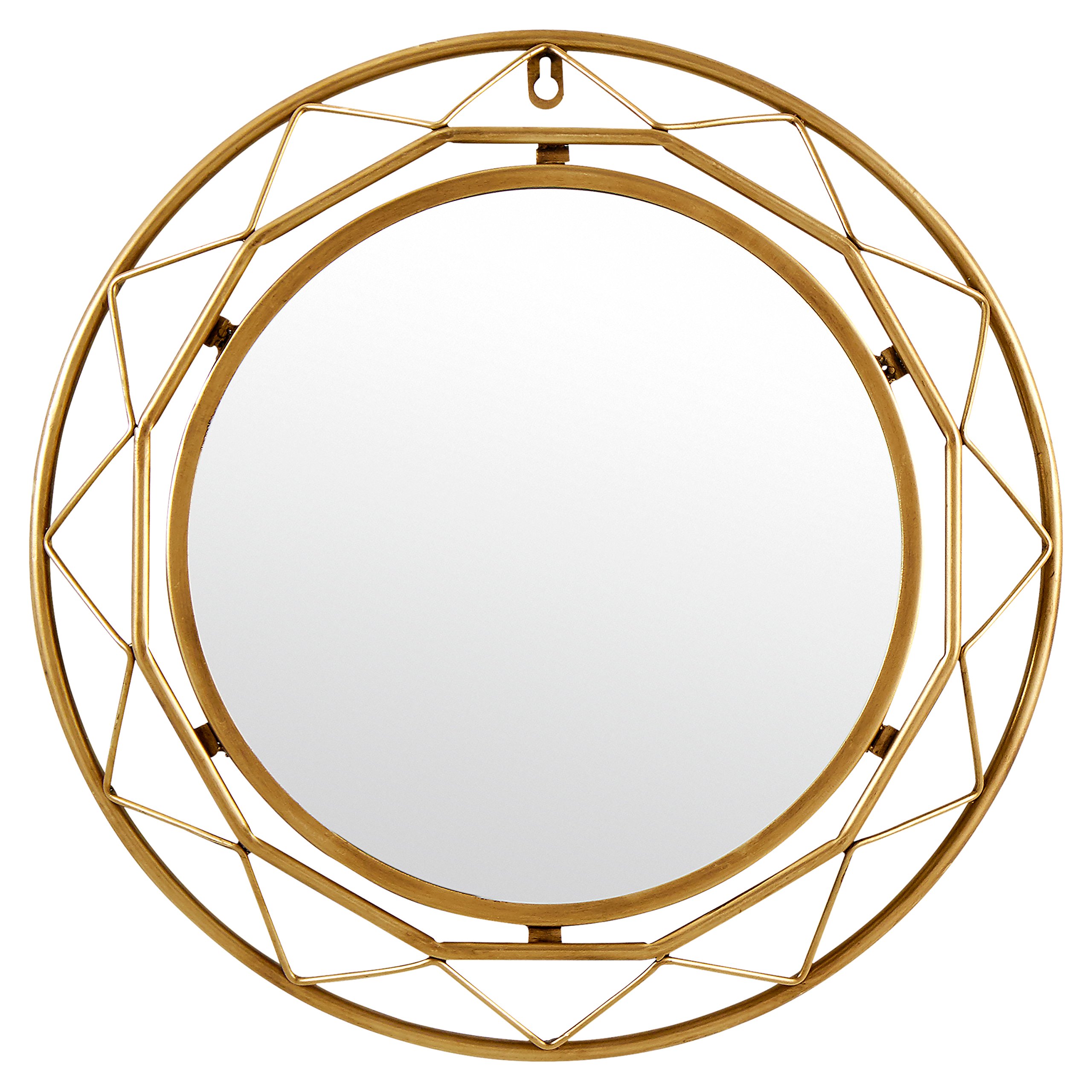 Amazon Brand – Rivet Modern Metal Lattice-Work Round Hanging Wall Mirror, 18 Inch Height, Gold Finish